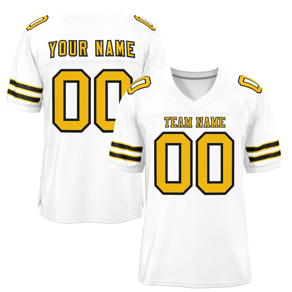 Custom White Gold-Black Classic Style Mesh Authentic American Football Jersey| KXKSHOP