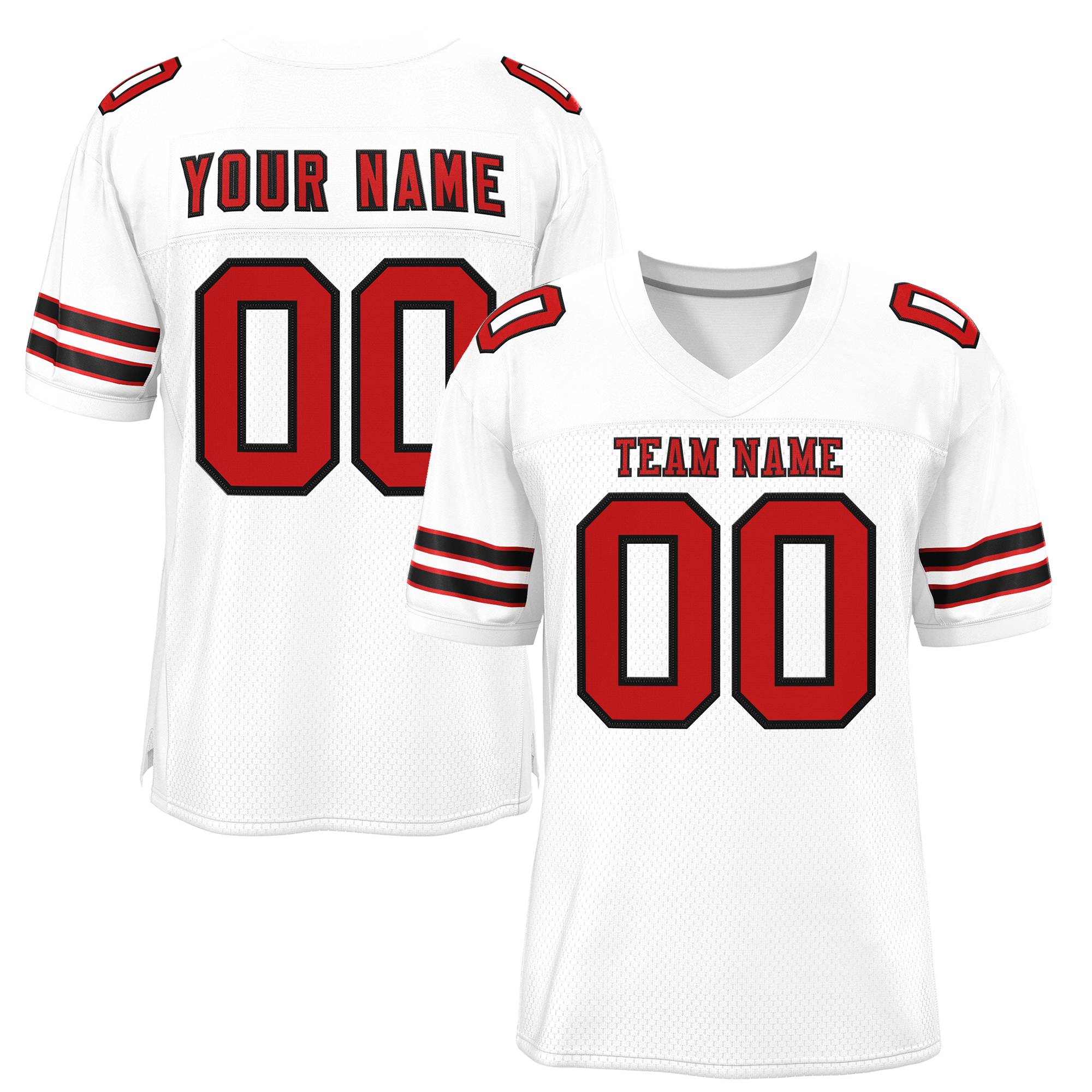 Custom White Red-Black Classic Style Mesh Authentic American Football Jersey| KXKSHOP
