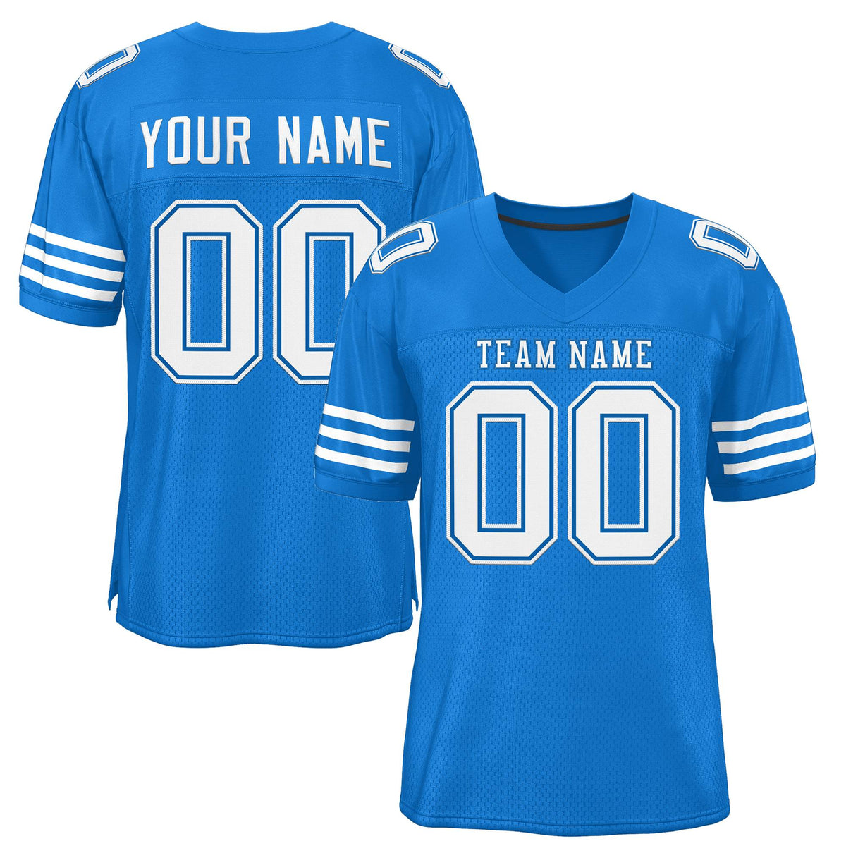 Custom Powder Blue White Classic Style Mesh Authentic American Football Jersey| KXKSHOP