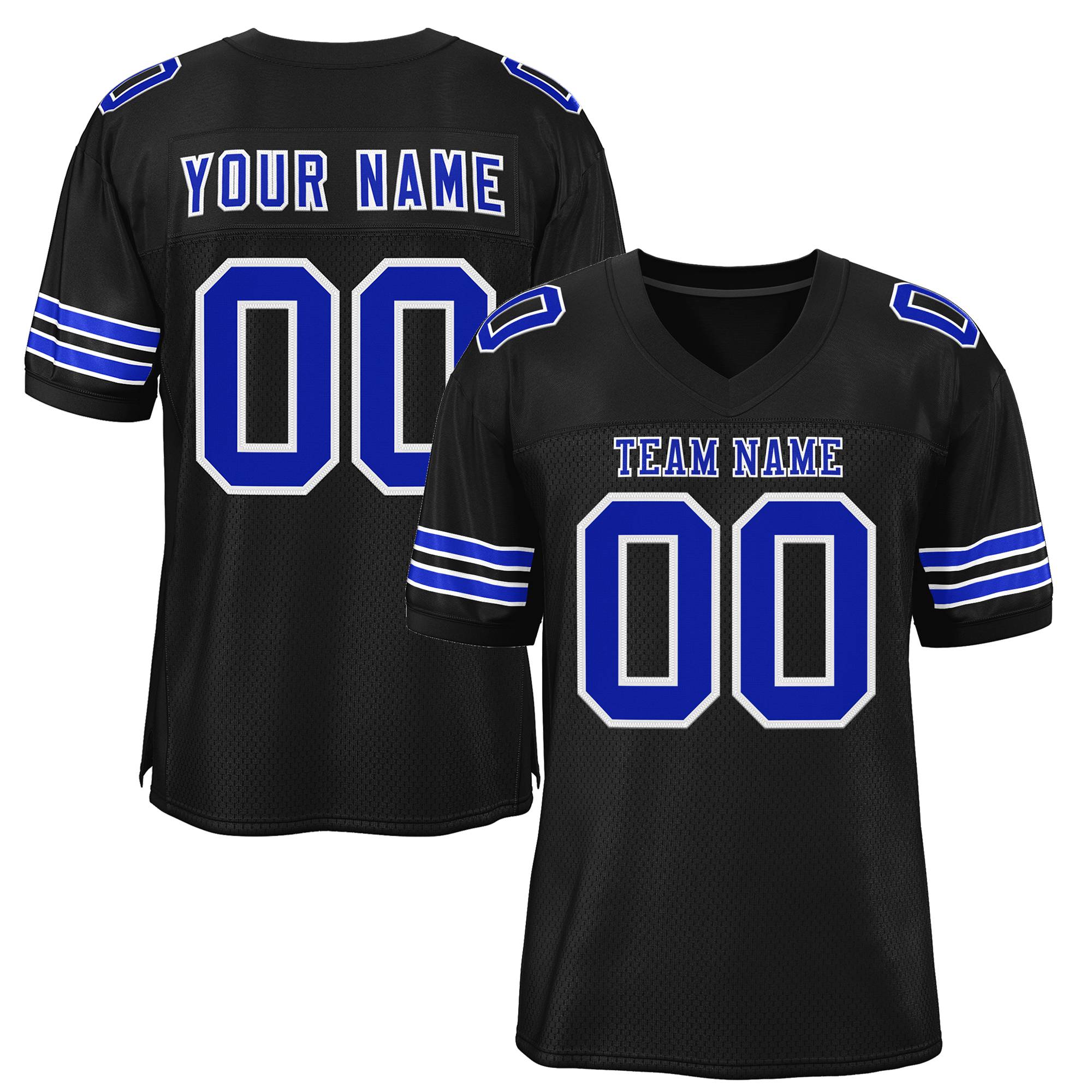 Custom Black Royal-White Classic Style Mesh Authentic American Football Jersey| KXKSHOP