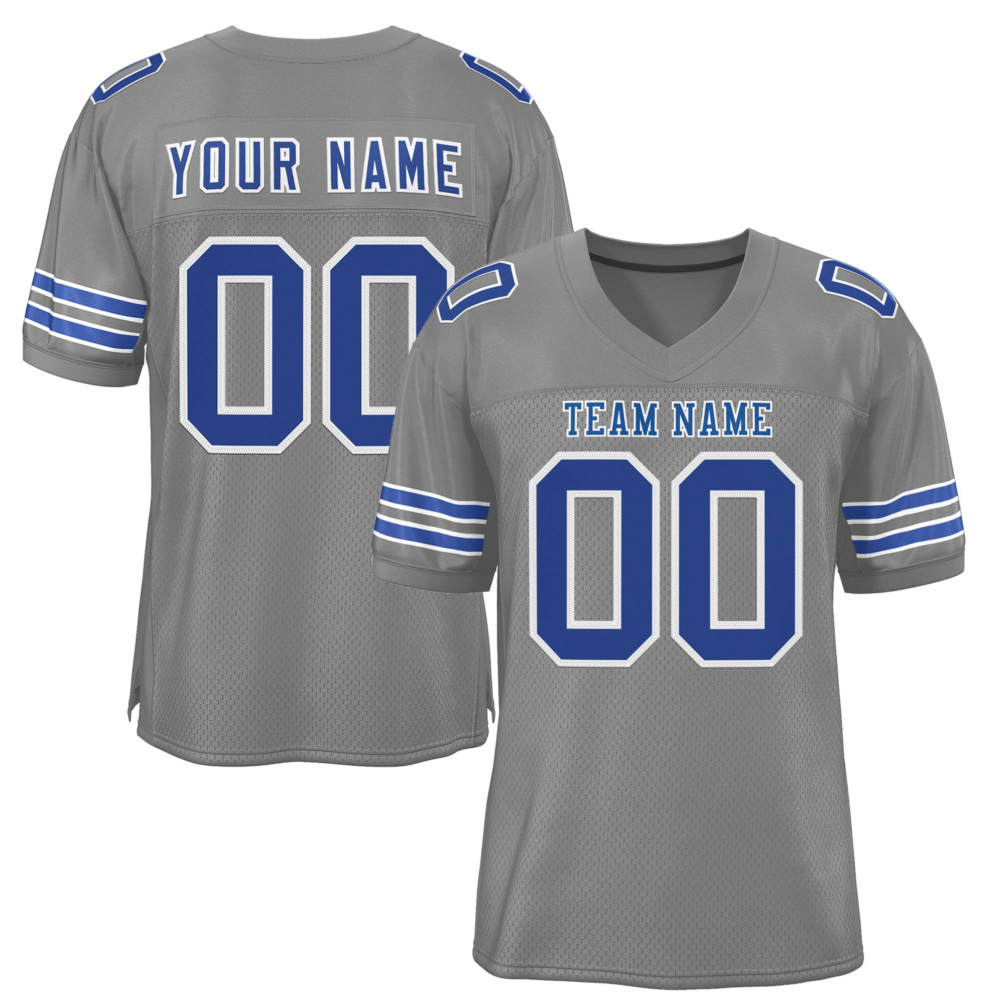 Custom Gray Royal-White Classic Style Mesh Authentic American Football Jersey| KXKSHOP