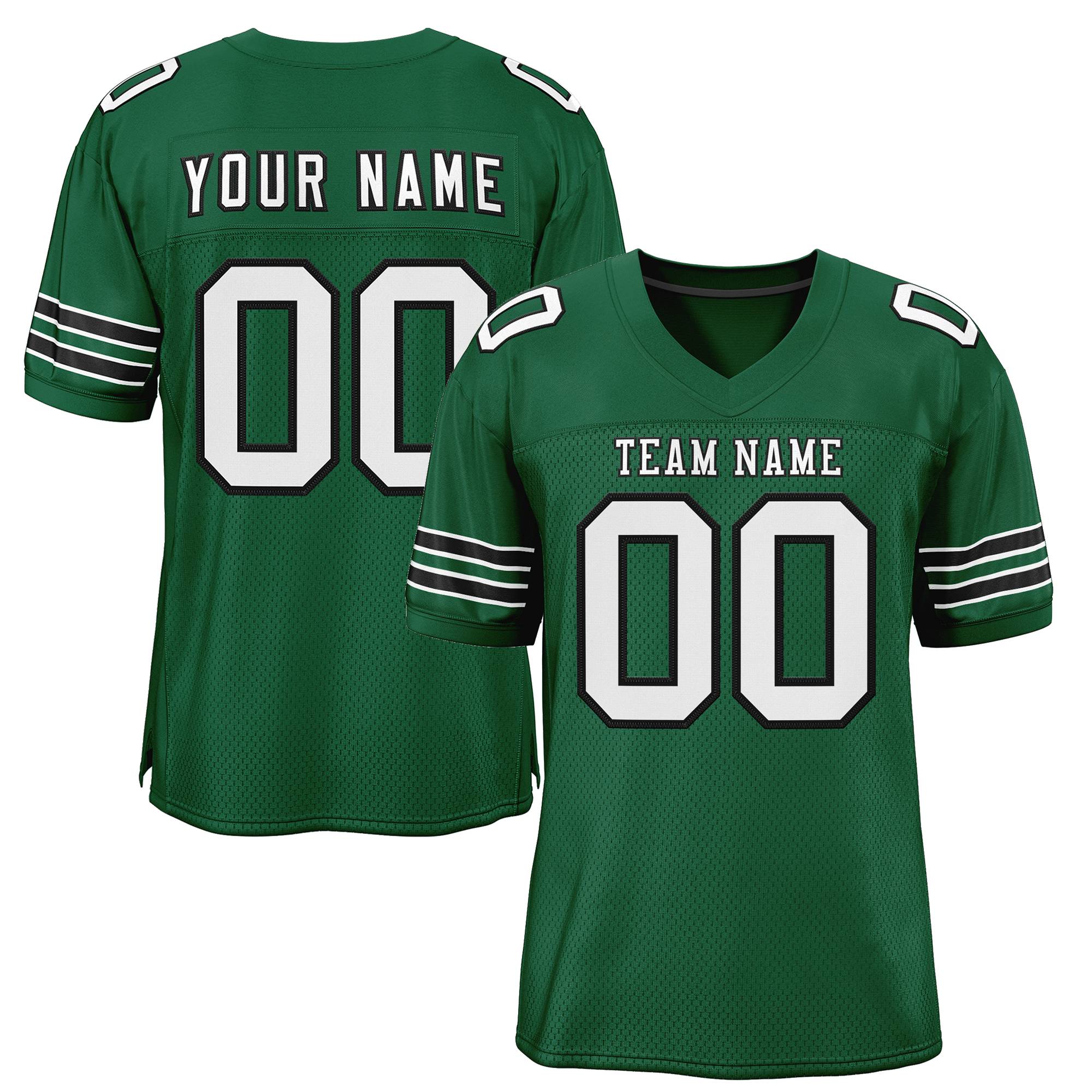 Custom Green White-Black Classic Style Mesh Authentic American Football Jersey| KXKSHOP
