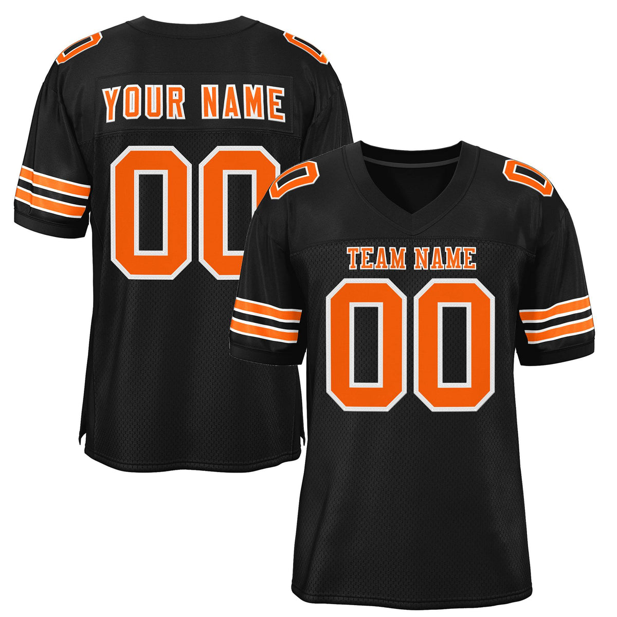 Custom Black Orange-White Classic Style Mesh Authentic American Football Jersey| KXKSHOP