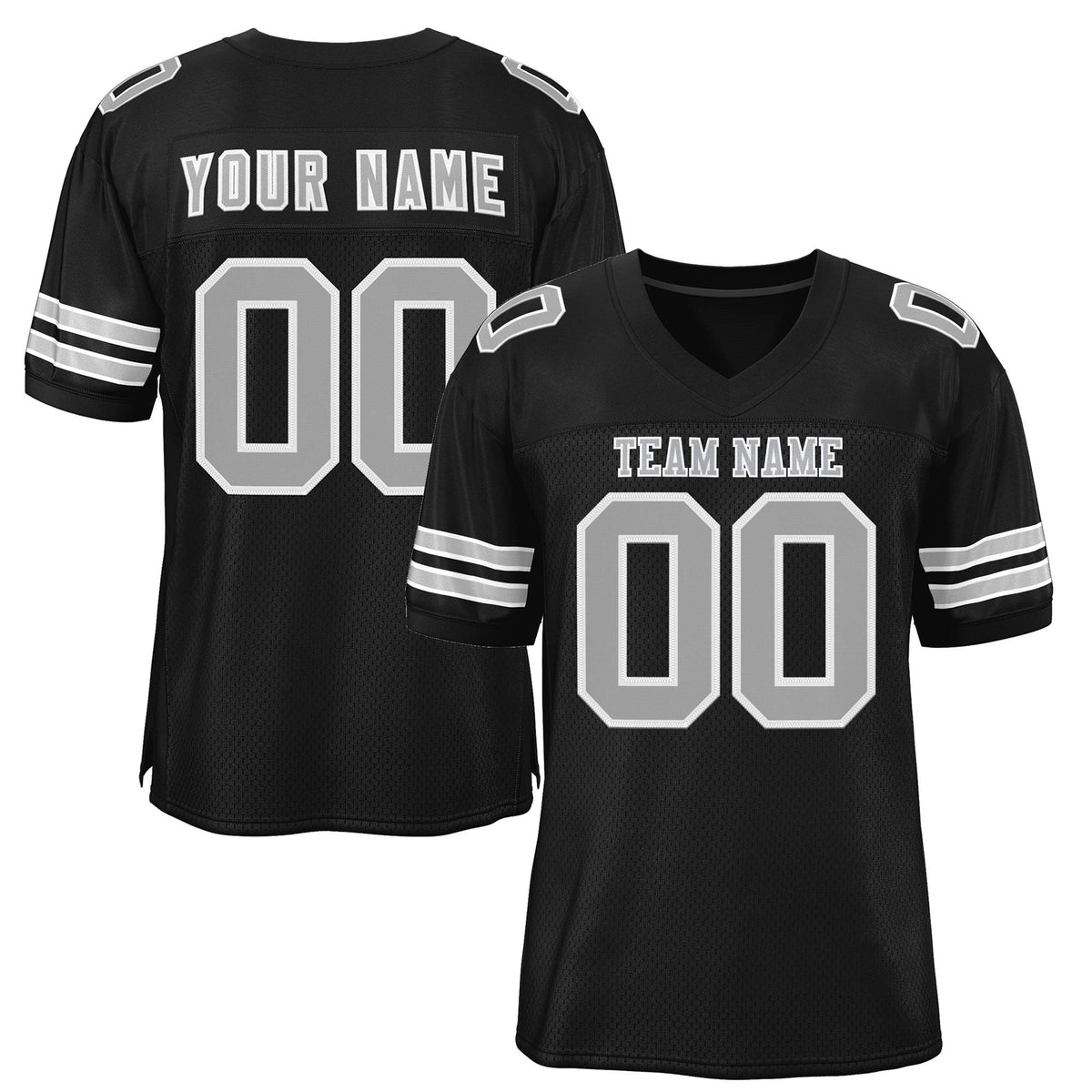 Custom Black Gray-White Classic Style Mesh Authentic American Football Jersey| KXKSHOP