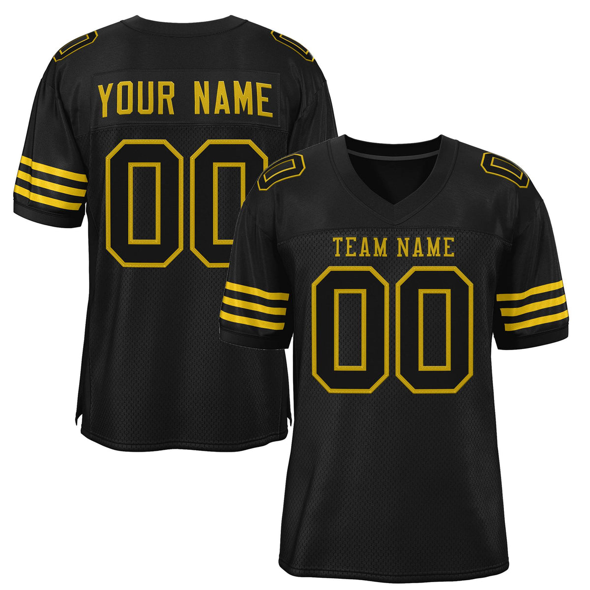 Custom Black Old Gold Classic Style Mesh Authentic American Football Jersey| KXKSHOP