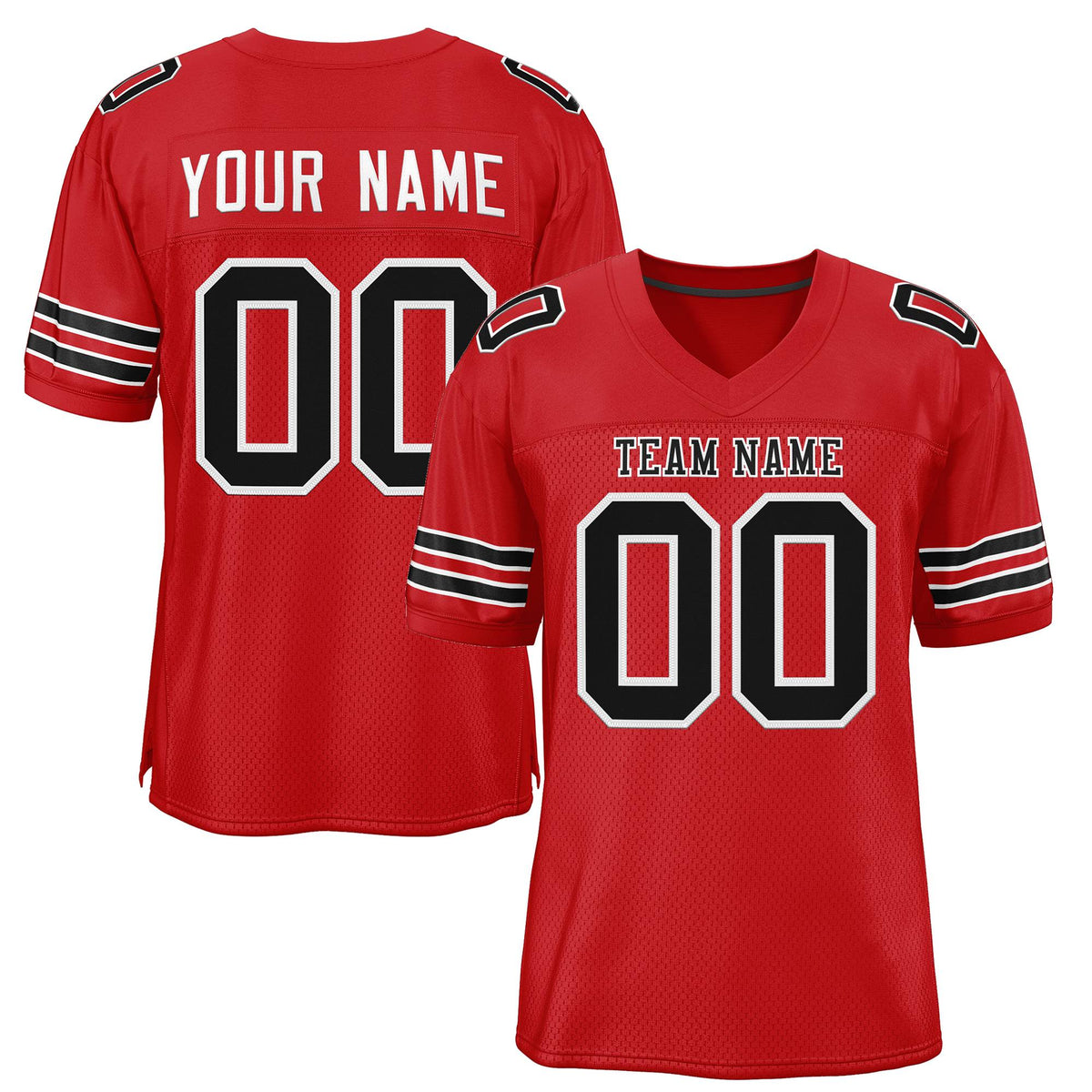 Custom Red Black-White Classic Style Mesh Authentic American Football Jersey| KXKSHOP
