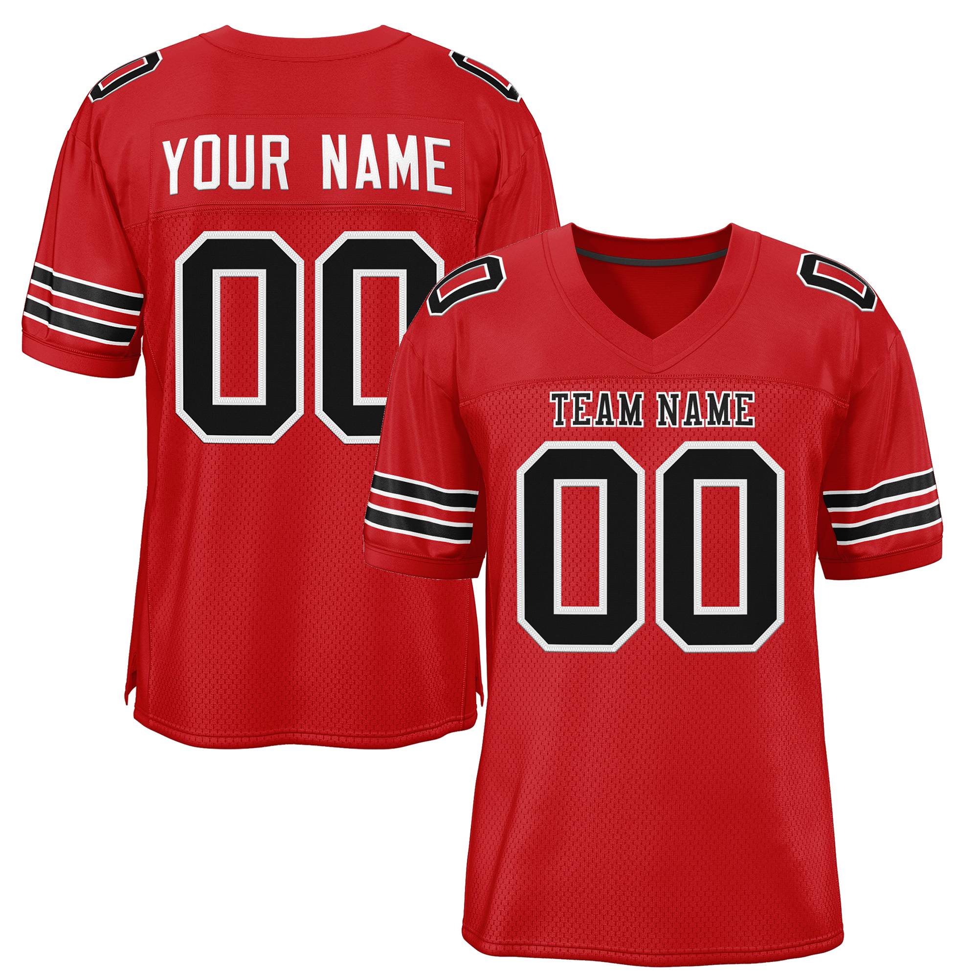 Custom Red Black-White Classic Style Mesh Authentic American Football Jersey| KXKSHOP