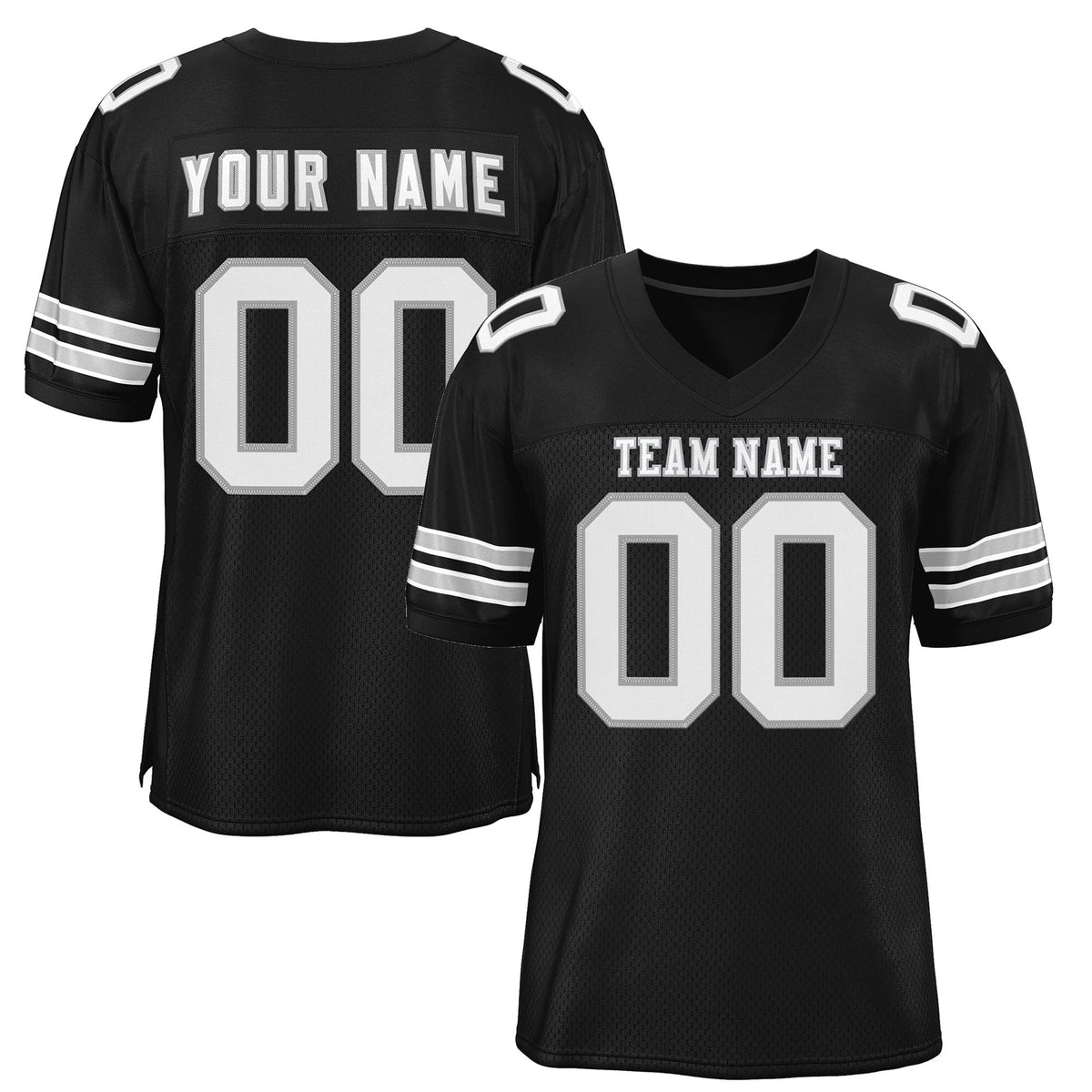 Custom Black White-Gray Classic Style Mesh Authentic American Football Jersey| KXKSHOP