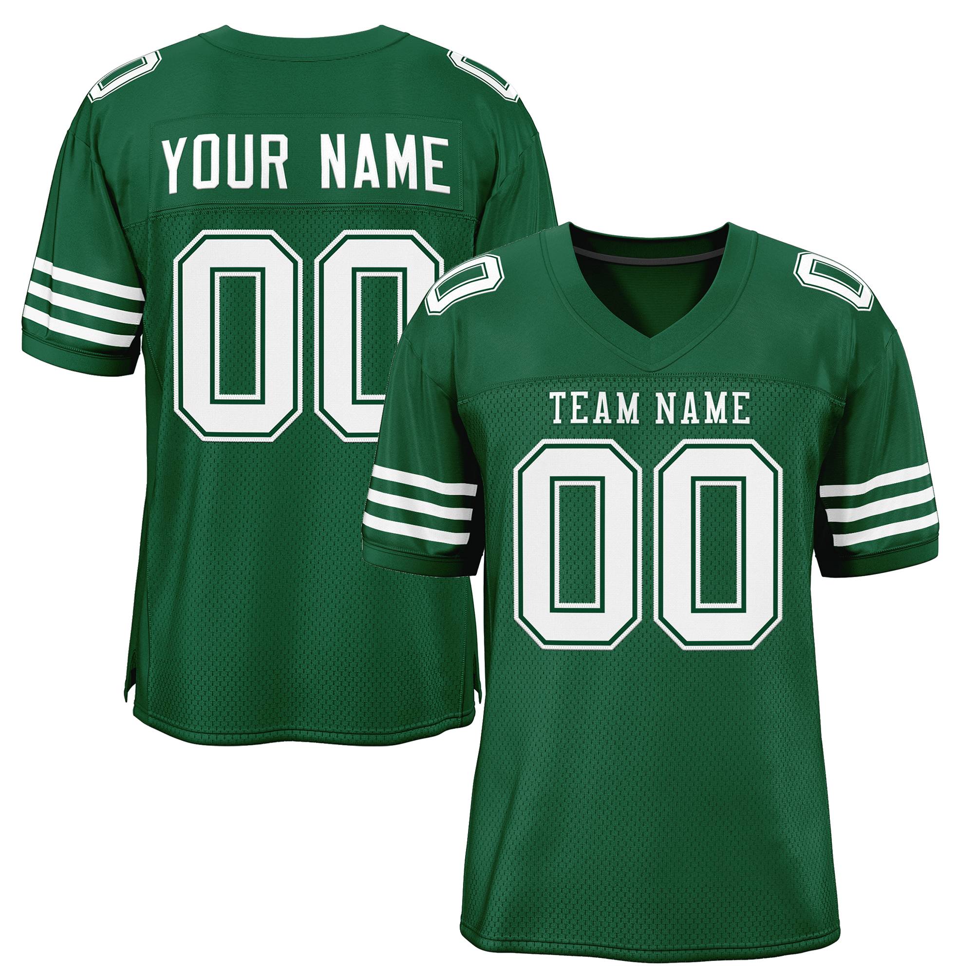 Custom Green White Classic Style Mesh Authentic American Football Jersey| KXKSHOP