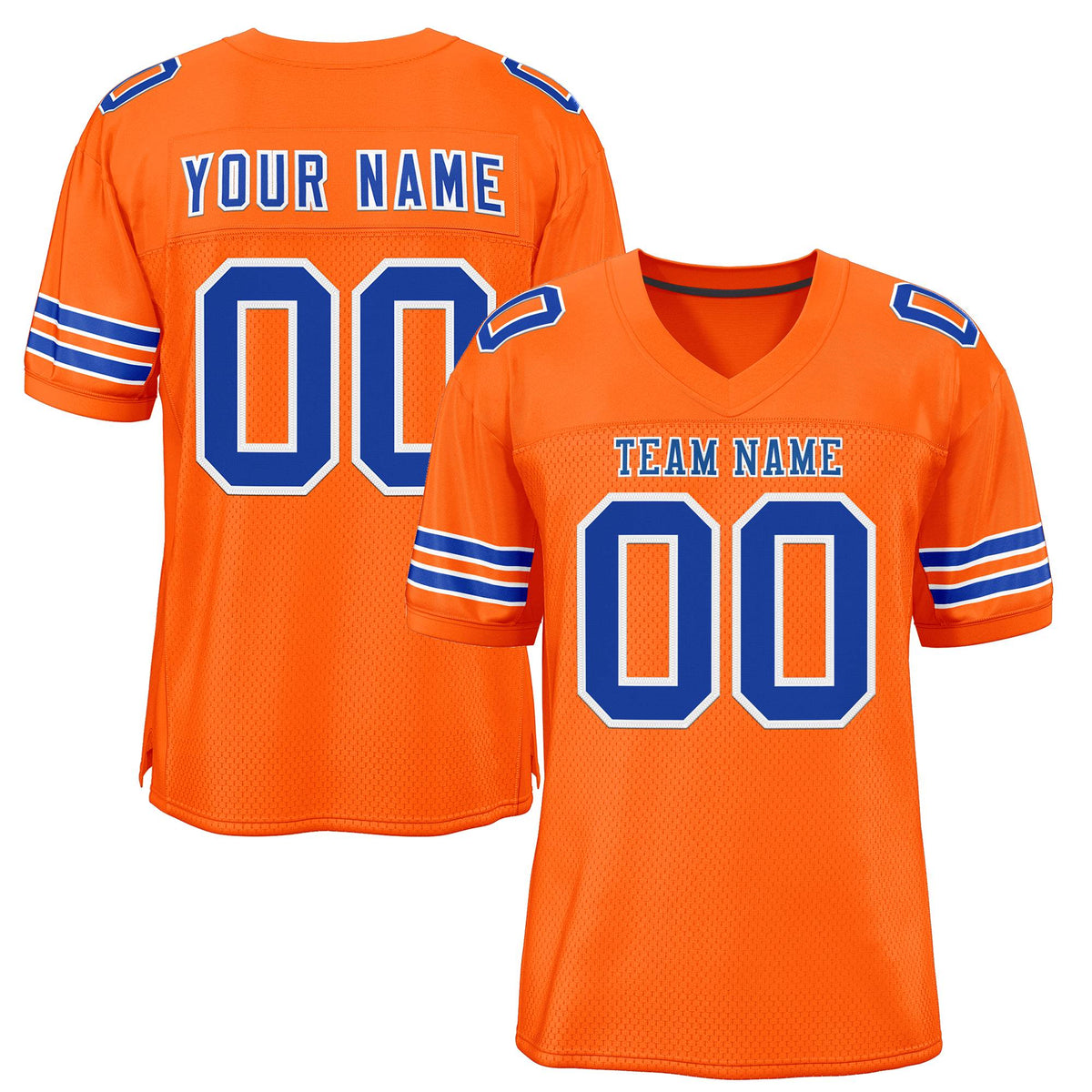 Custom Orange Royal-White Classic Style Mesh Authentic American Football Jersey| KXKSHOP