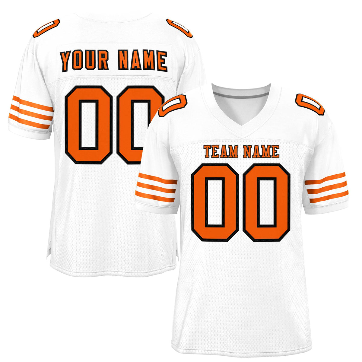 Custom White Orange-Navy Classic Style Mesh Authentic American Football Jersey| KXKSHOP