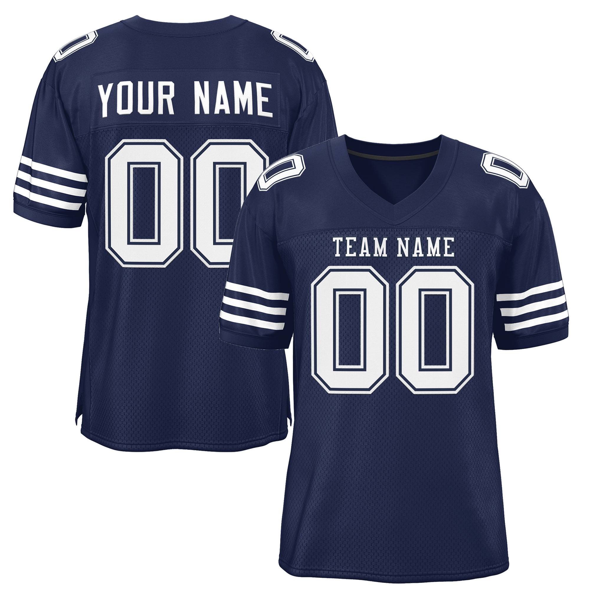 Custom Navy White-White Classic Style Mesh Authentic American Football Jersey| KXKSHOP