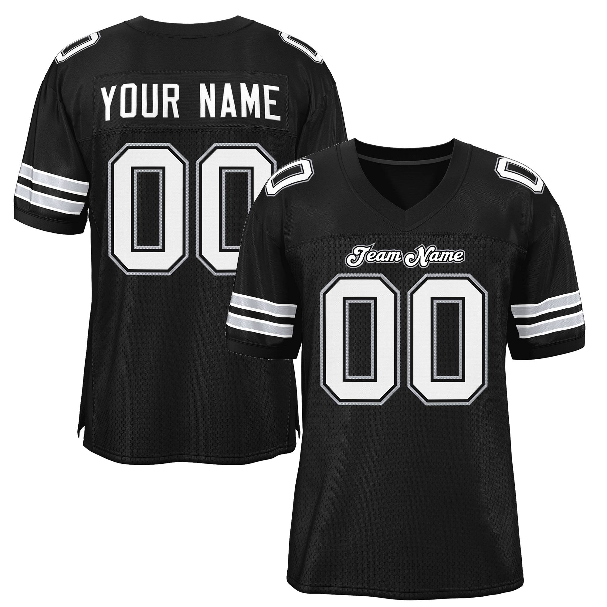 Custom Black White-Gray Classic Style Mesh Authentic American Football Jersey| KXKSHOP