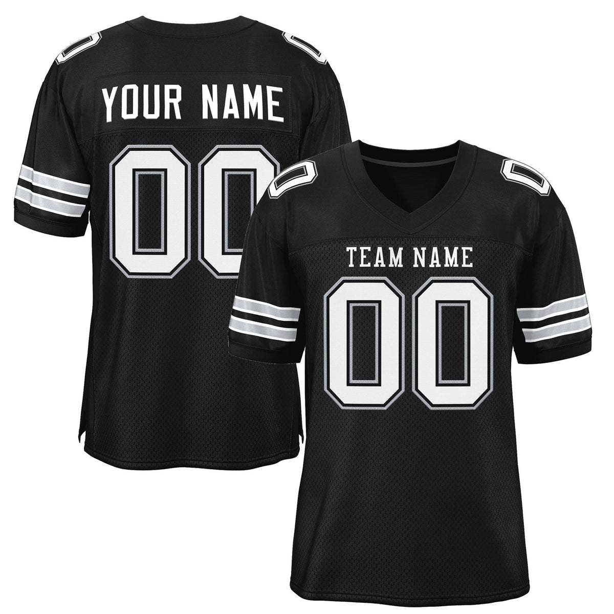 Custom Black White-Gray Classic Style Mesh Authentic American Football Jersey| KXKSHOP