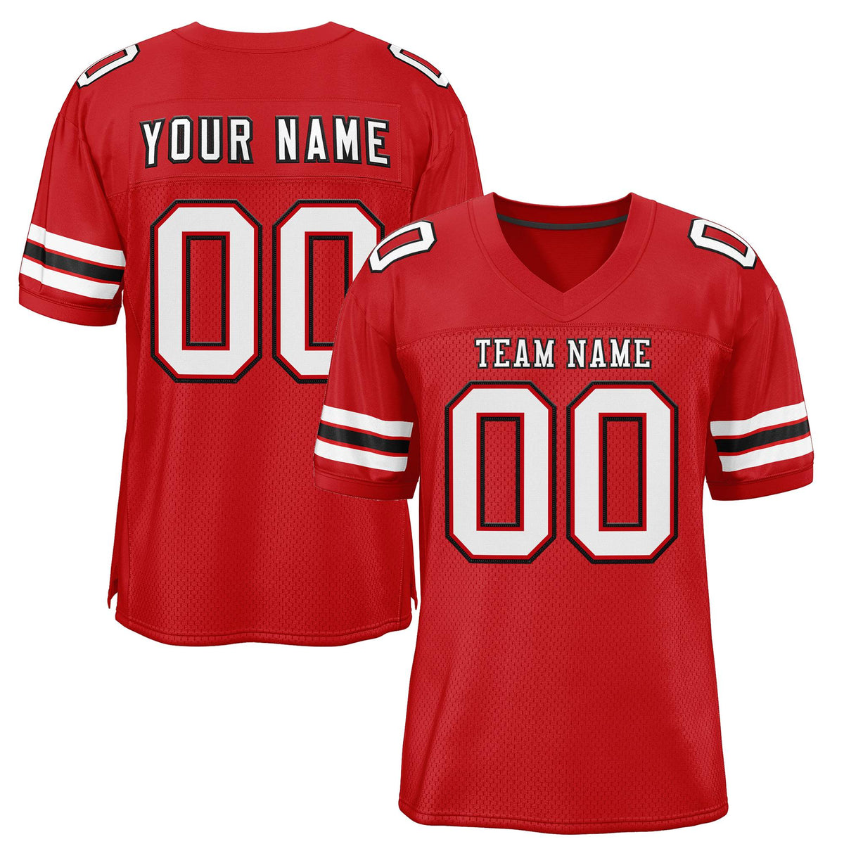 Custom Red White-Black Classic Style Mesh Authentic American Football Jersey| KXKSHOP