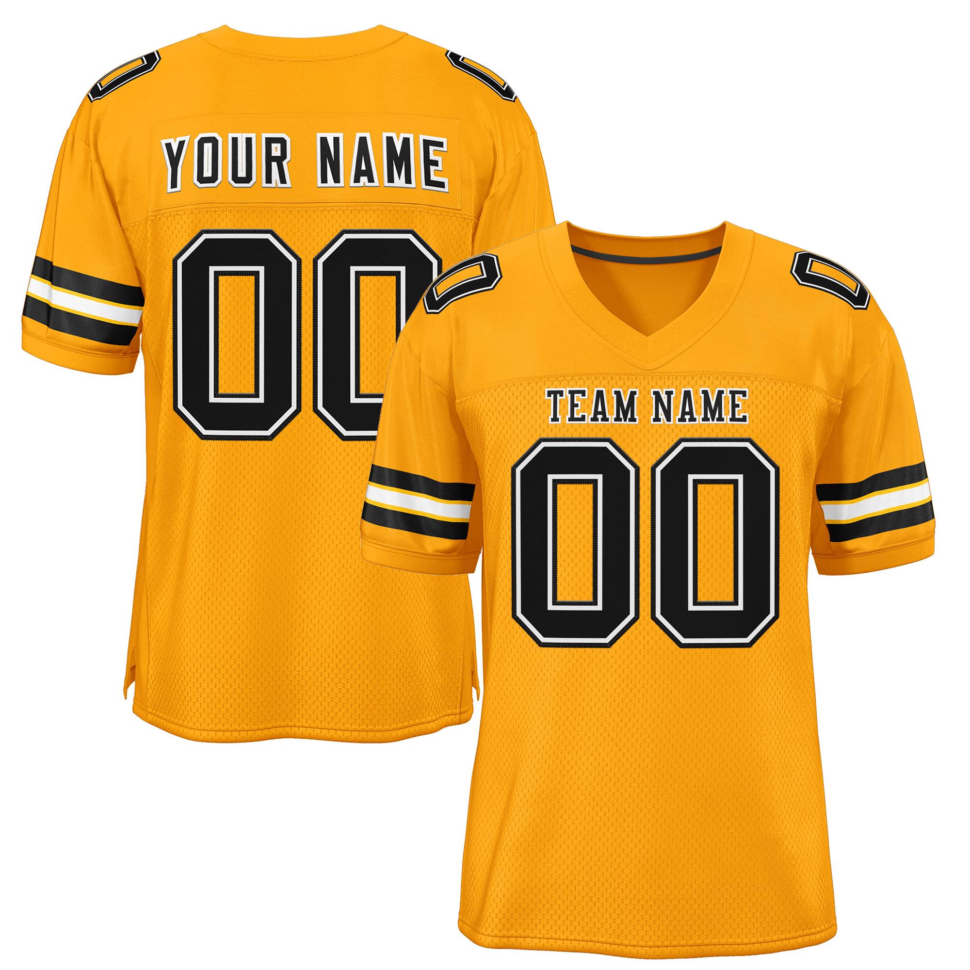 Custom Gold Black Classic Style Mesh Authentic American Football Jersey| KXKSHOP