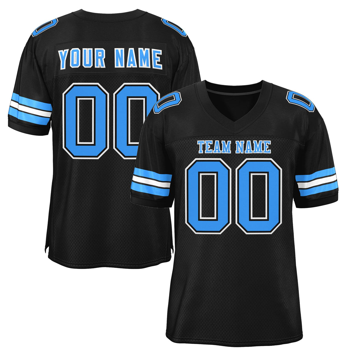 Custom Black Powder Blue-White Classic Style Mesh Authentic American Football Jersey| KXKSHOP