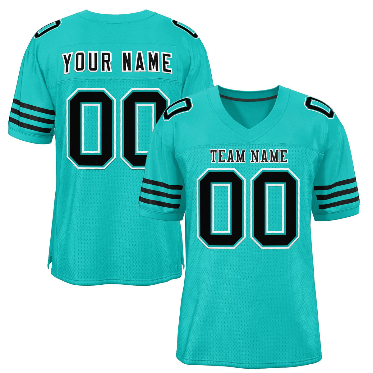 Custom Aqua Black-White Classic Style Mesh Authentic American Football Jersey| KXKSHOP