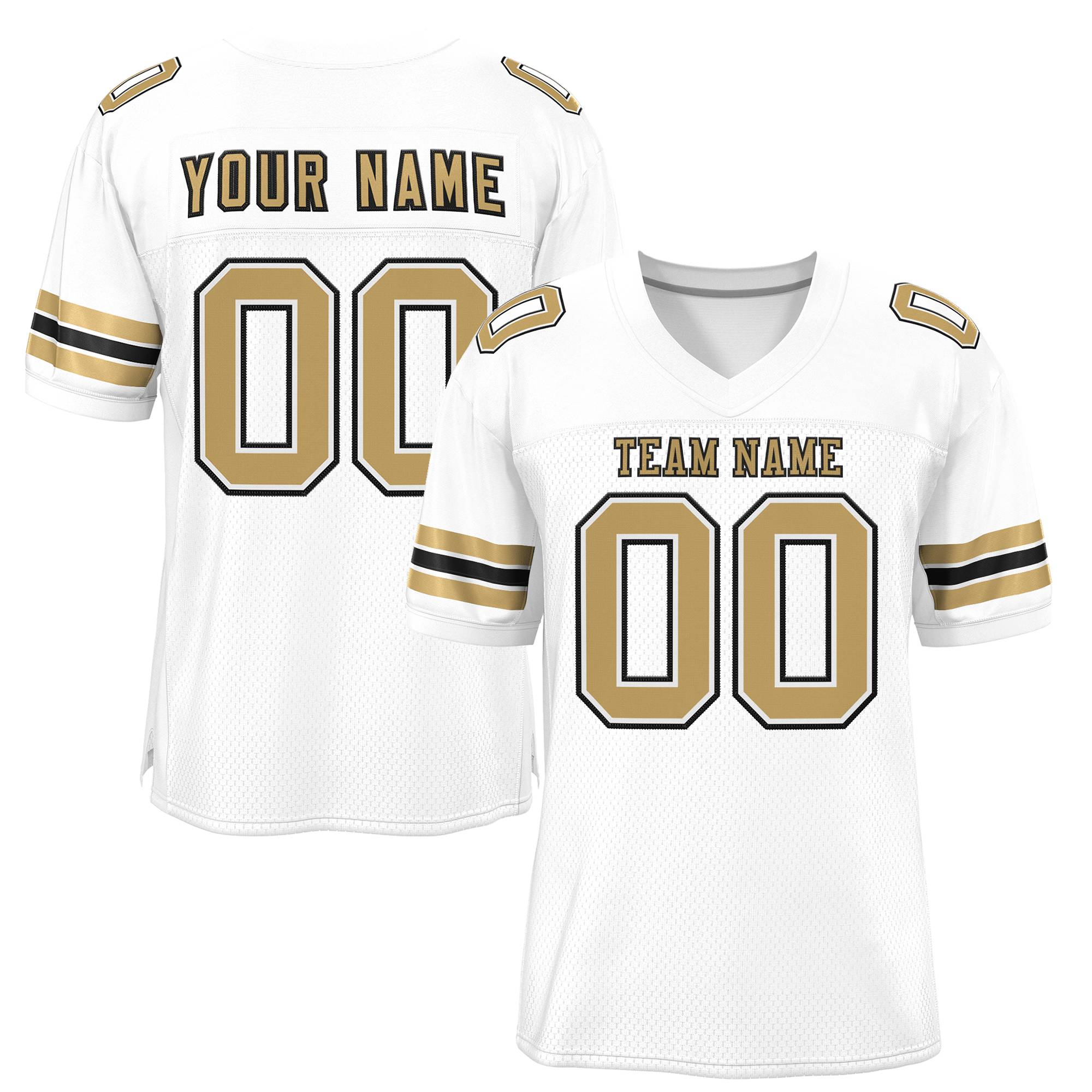 Custom White Old Glod-Black Classic Style Mesh Authentic American Football Jersey| KXKSHOP