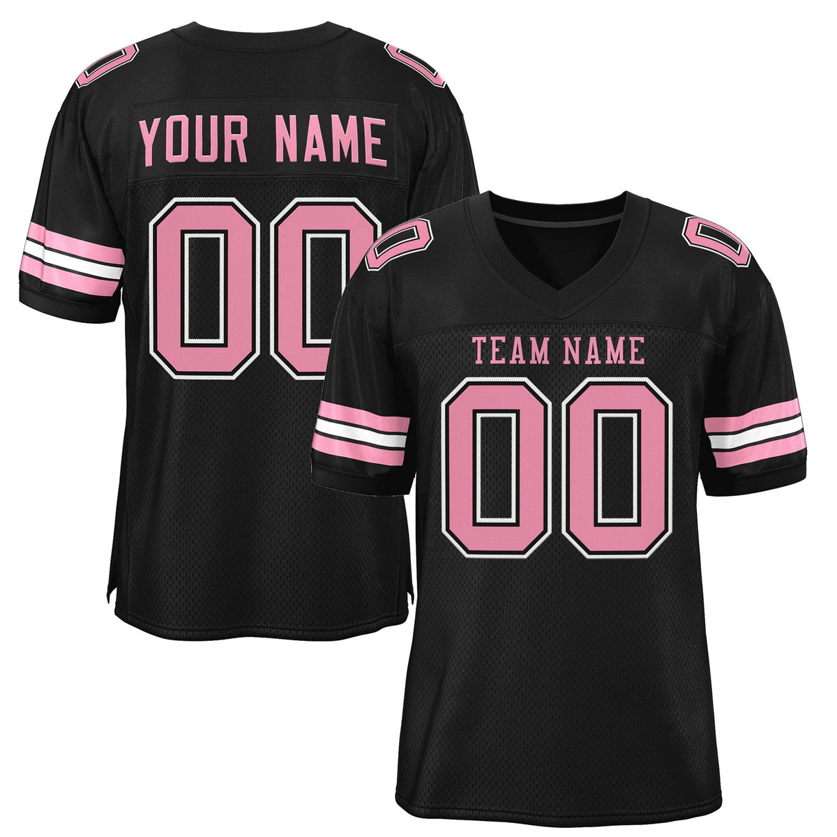 Custom  Black Pink-White Classic Style Mesh Authentic American Football Jersey| KXKSHOP