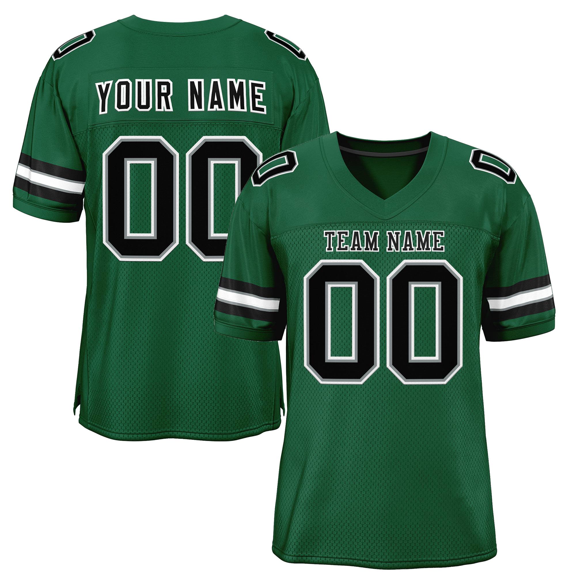 Custom Green Black-White Classic Style Mesh Authentic American Football Jersey| KXKSHOP