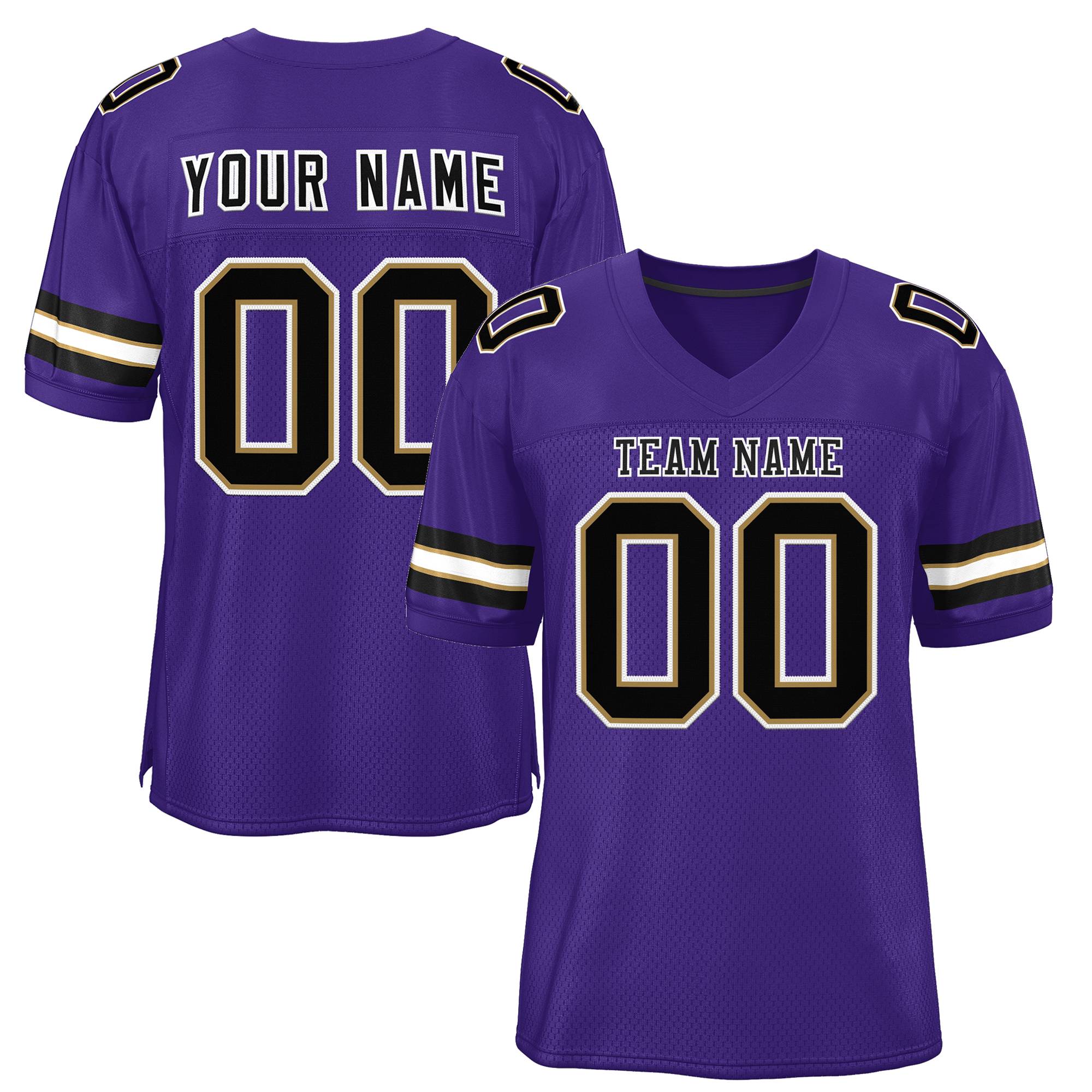 Custom Purple Black-White Classic Style Mesh Authentic American Football Jersey| KXKSHOP