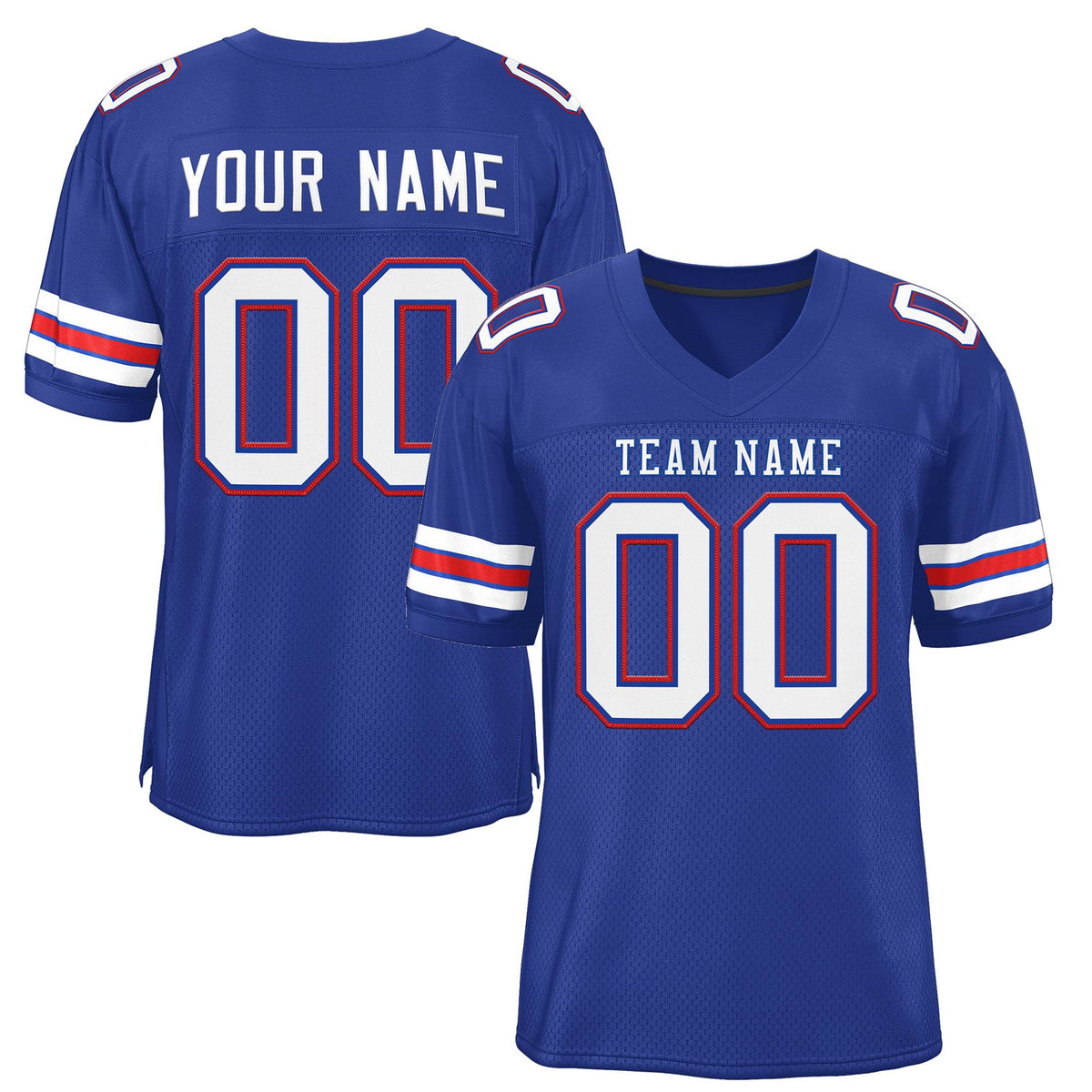 Custom Royal White-Red Classic Style Mesh Authentic American Football Jersey| KXKSHOP