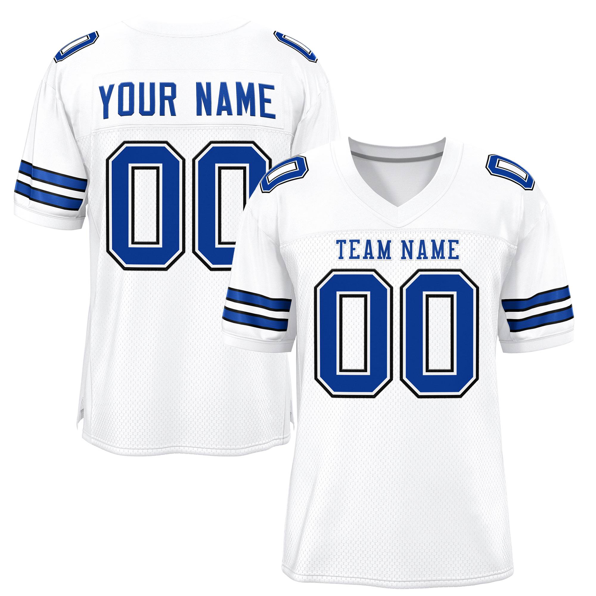 Custom White Royal-Black Classic Style Mesh Authentic American Football Jersey| KXKSHOP