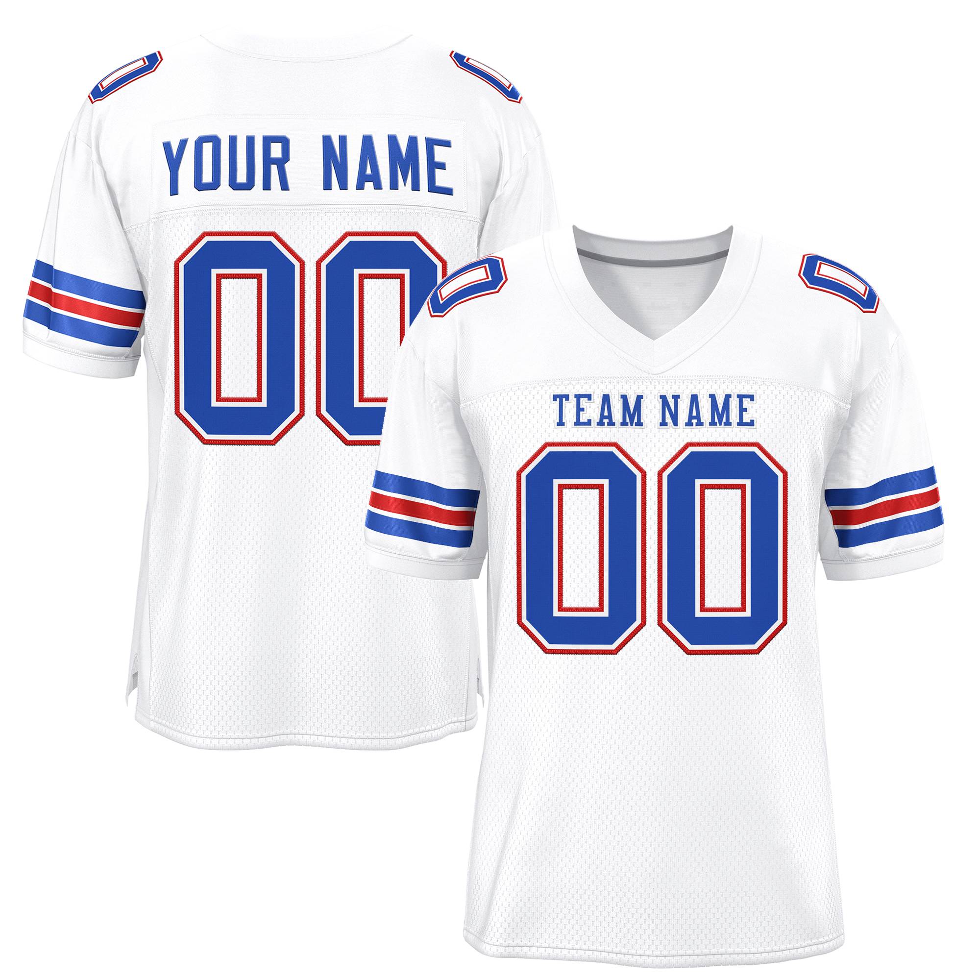 Custom White Royal-Red Classic Style Mesh Authentic American Football Jersey| KXKSHOP