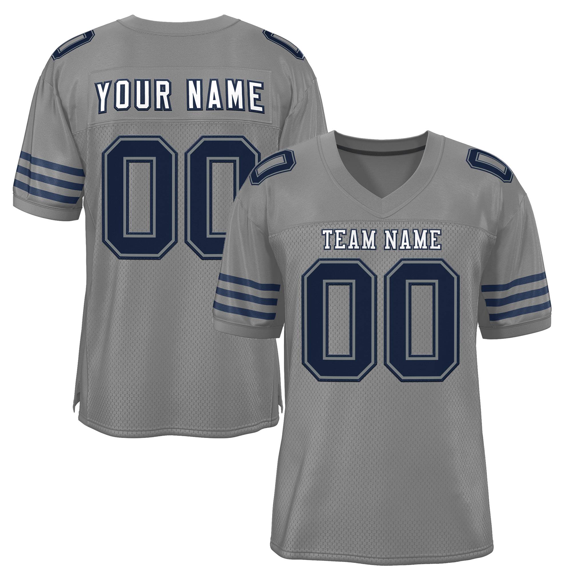 Custom Gray Navy Classic Style Mesh Authentic American Football Jersey| KXKSHOP