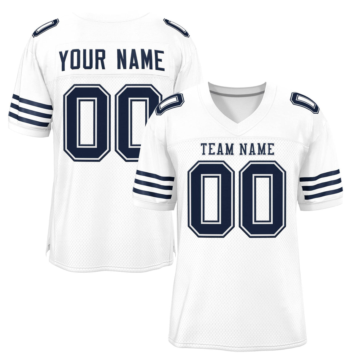 Custom White Navy Classic Style Mesh Authentic American Football Jersey| KXKSHOP