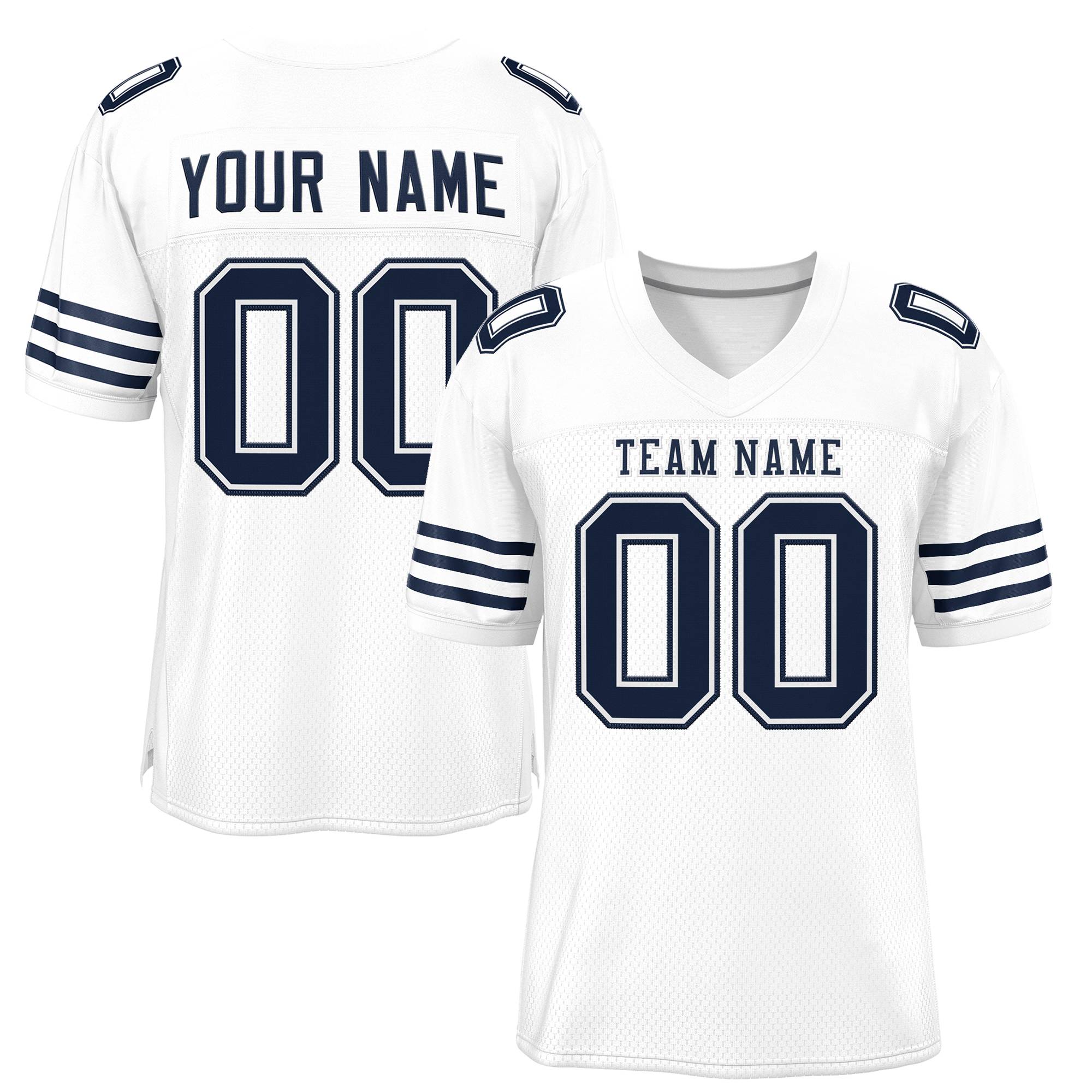 Custom White Navy Classic Style Mesh Authentic American Football Jersey| KXKSHOP