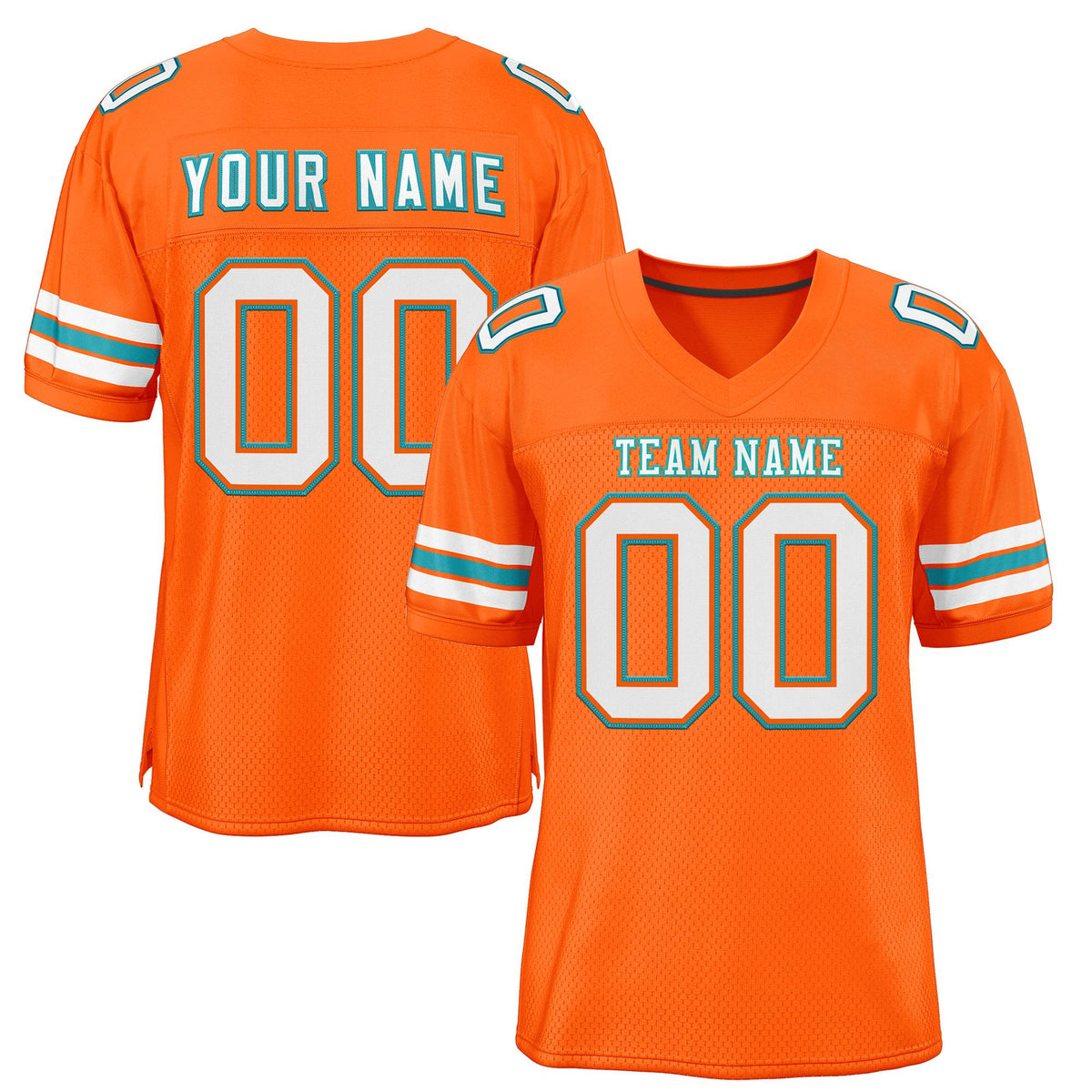 Custom Orange White-Aqua Classic Style Mesh Authentic American Football Jersey| KXKSHOP