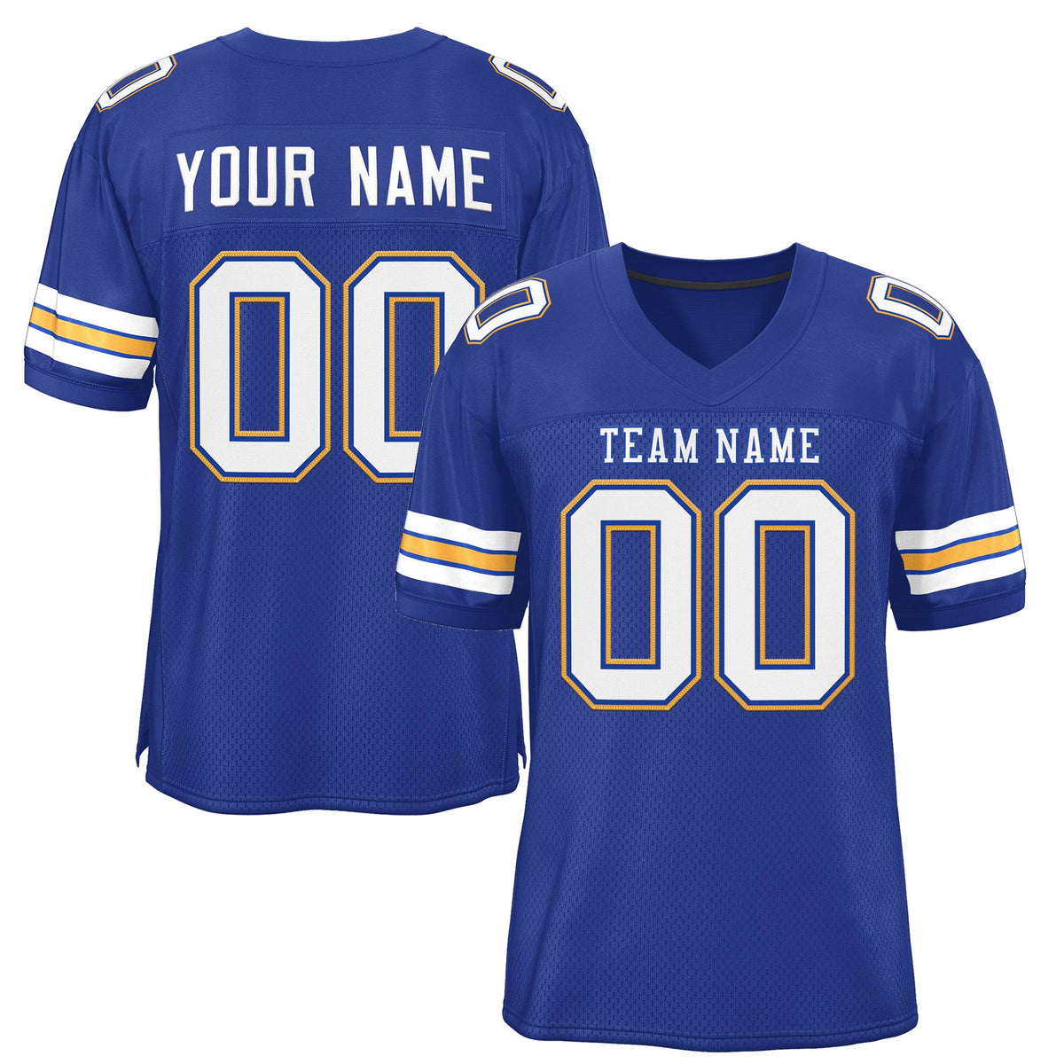 Custom Royal White-Gold Classic Style Mesh Authentic American Football Jersey| KXKSHOP
