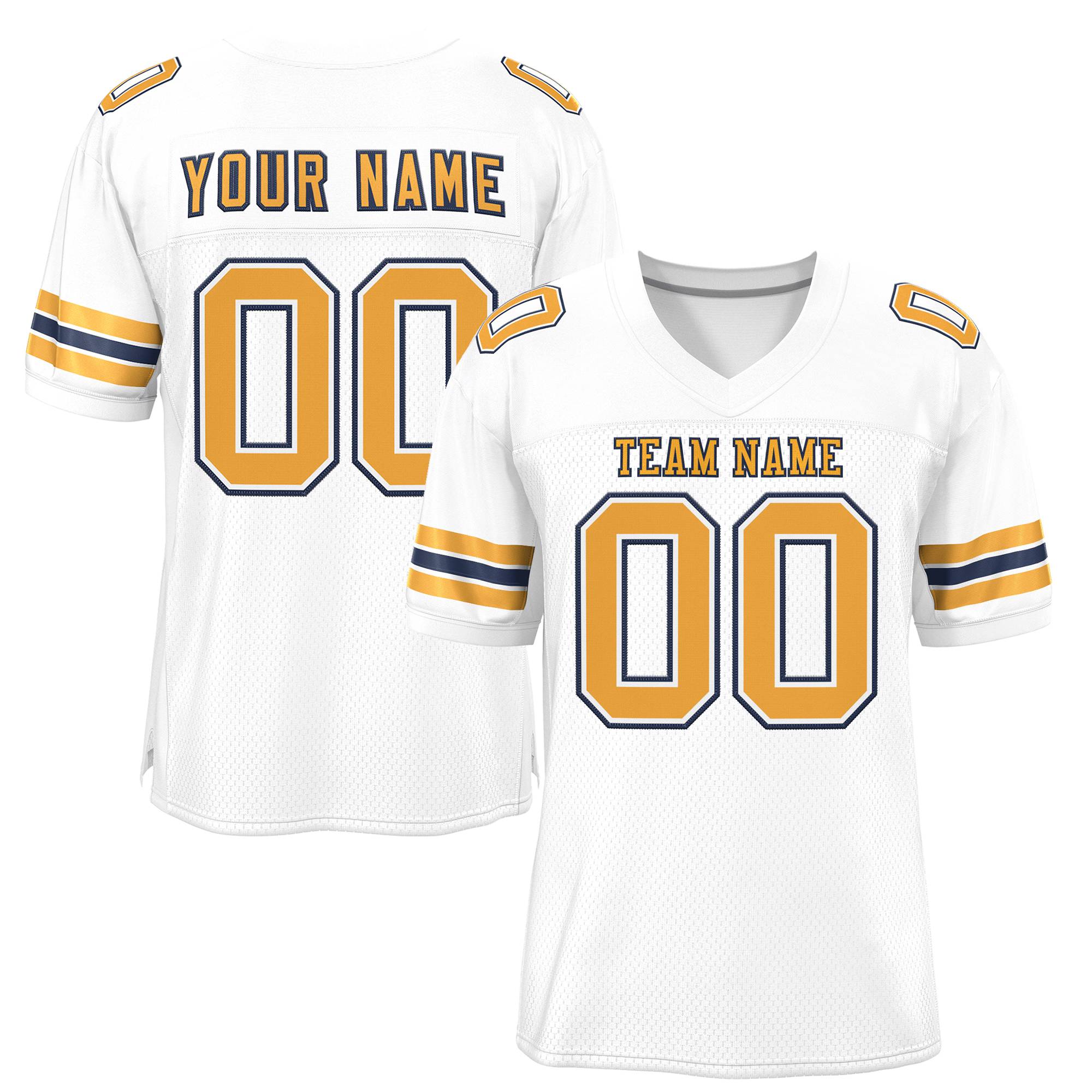 Custom White Old Gold-Navy Classic Style Mesh Authentic American Football Jersey| KXKSHOP