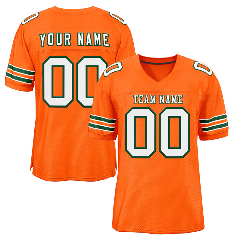 Custom Orange White-Green Classic Style Mesh Authentic American Football Jersey| KXKSHOP