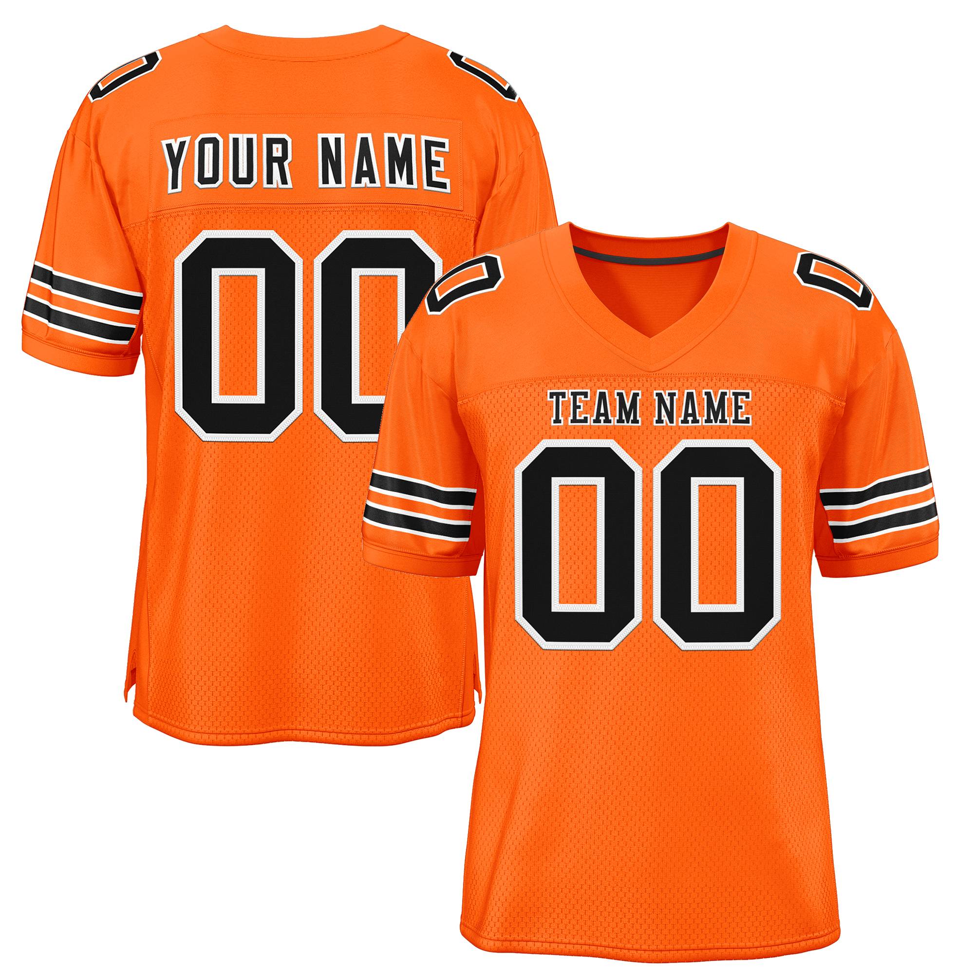 Custom Orange Black-White Classic Style Mesh Authentic American Football Jersey| KXKSHOP