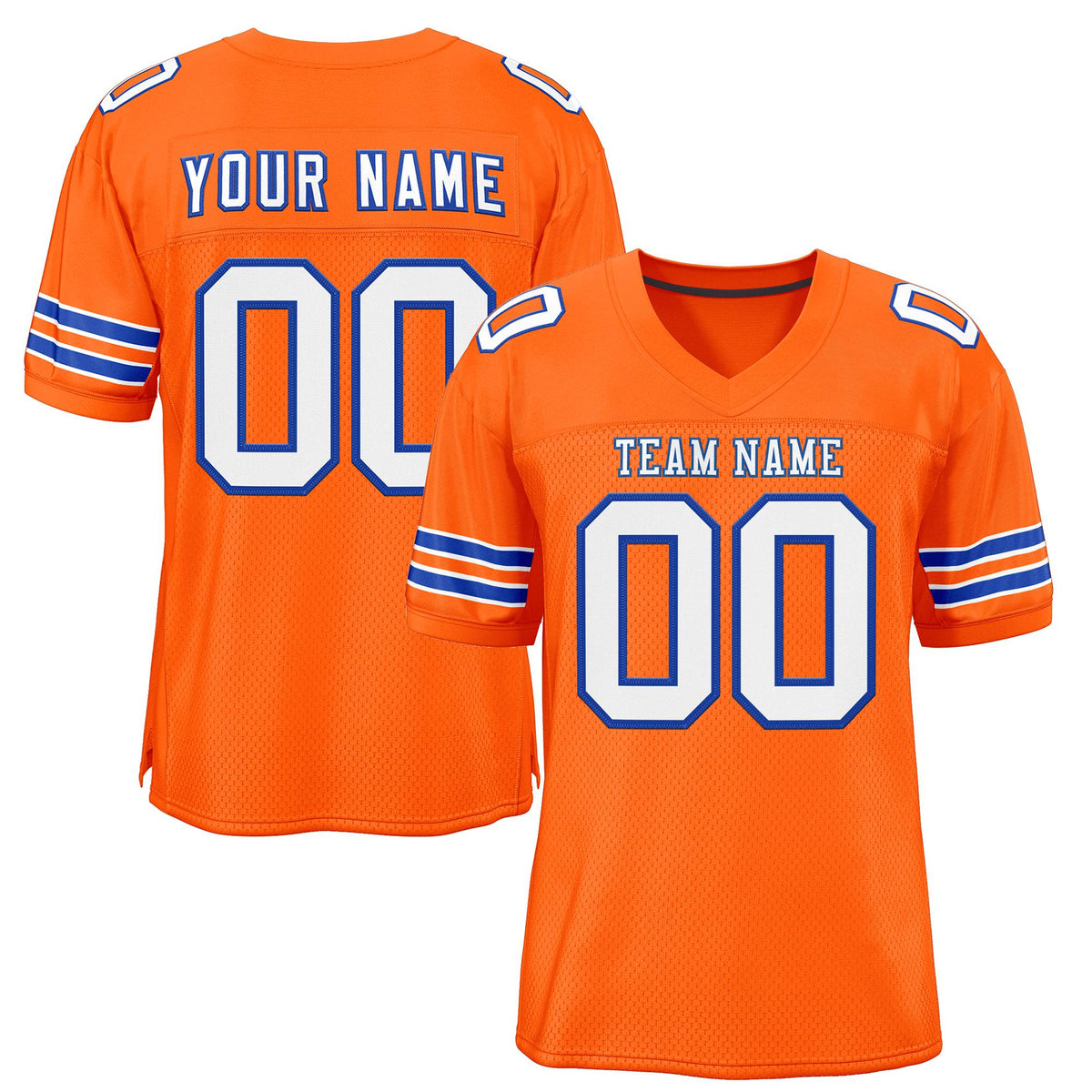Custom Orange White-Panther Blue Classic Style Mesh Authentic American Football Jersey| KXKSHOP
