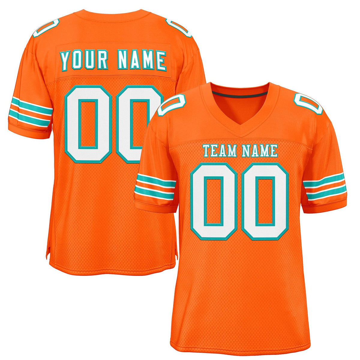 Custom Orange White-Aqua Classic Style Mesh Authentic American Football Jersey| KXKSHOP