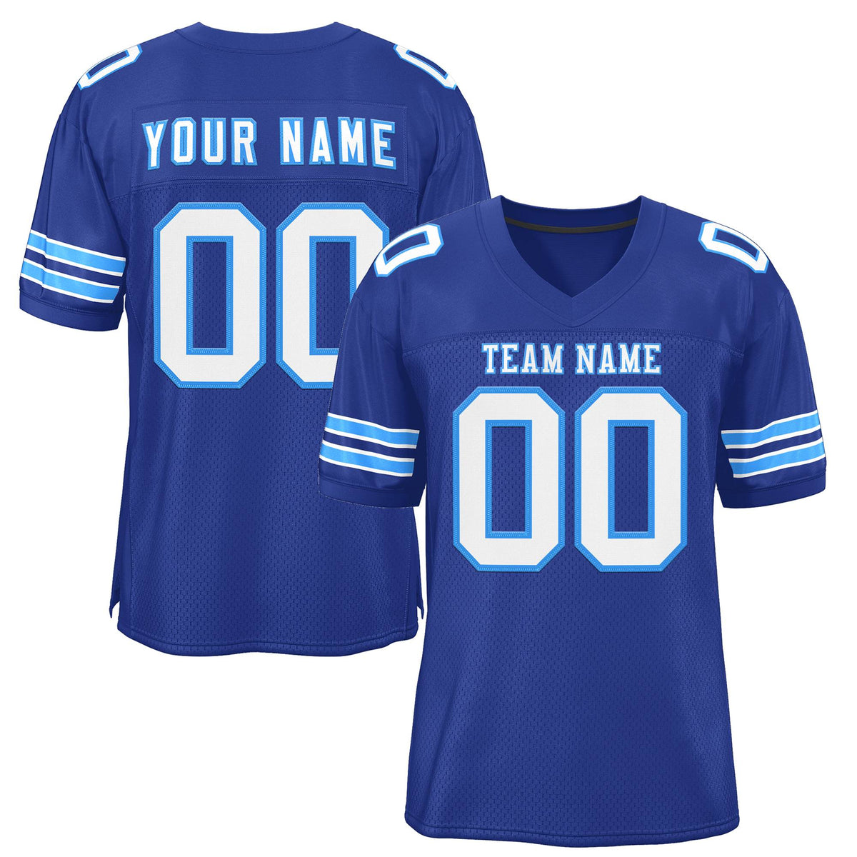 Custom Royal White-Powder Blue Classic Style Mesh Authentic American Football Jersey| KXKSHOP