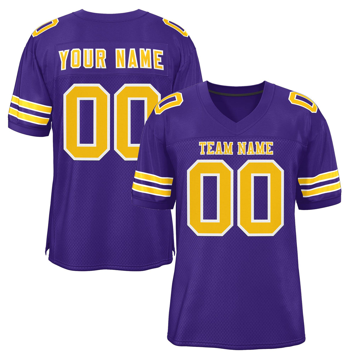 Custom Purple Gold-White Classic Style Mesh Authentic American Football Jersey| KXKSHOP