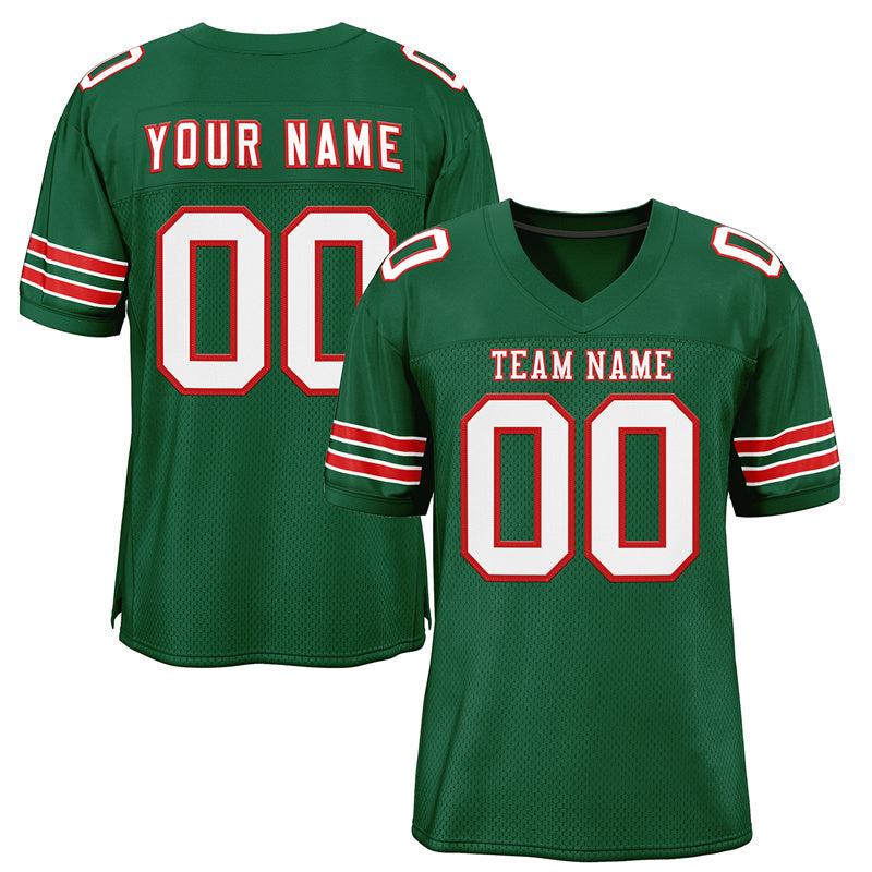 Custom Green White-Red Classic Style Mesh Authentic American Football Jersey| KXKSHOP