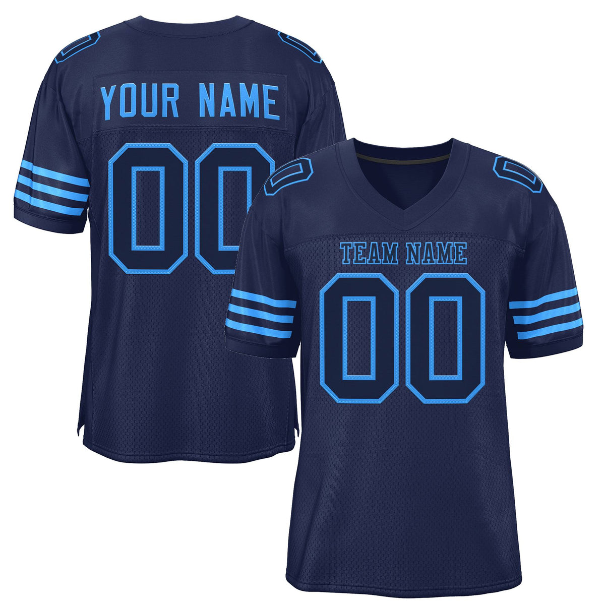 Custom Navy Blue Powder Blue Classic Style Mesh Authentic American Football Jersey| KXKSHOP