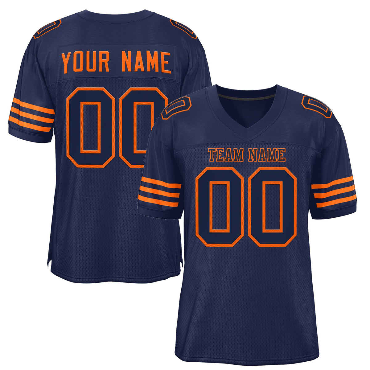 Custom Navy Blue Navy-Orange Classic Style Mesh Authentic American Football Jersey| KXKSHOP