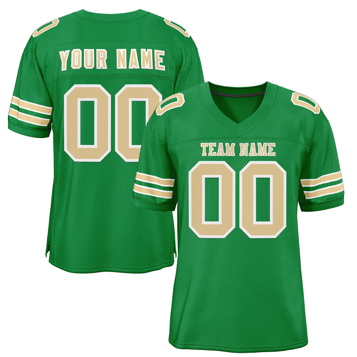 Custom Grass Green Gold-White Classic Style Mesh Authentic American Football Jersey| KXKSHOP