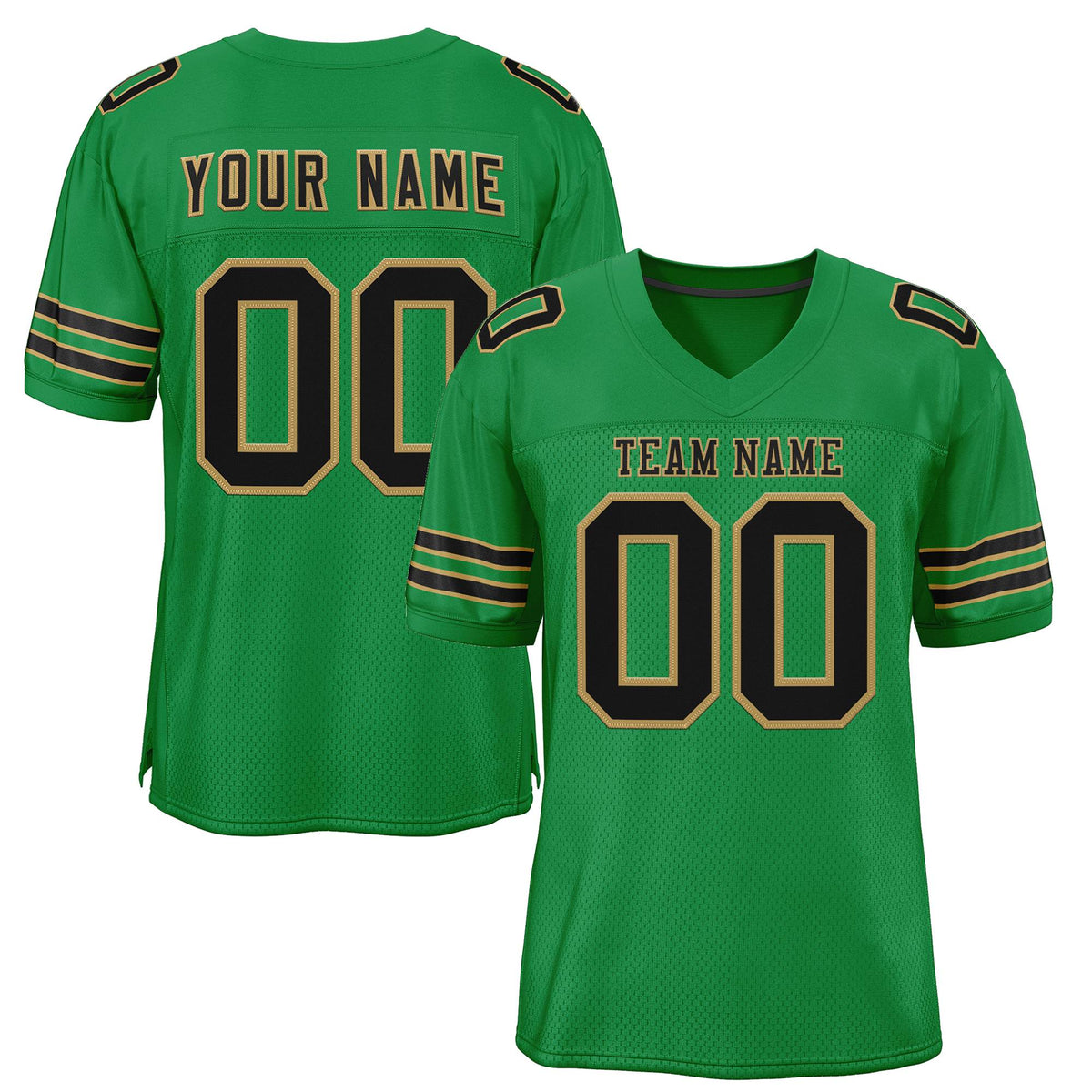 Custom Grass Green Black-Gold Classic Style Mesh Authentic American Football Jersey| KXKSHOP