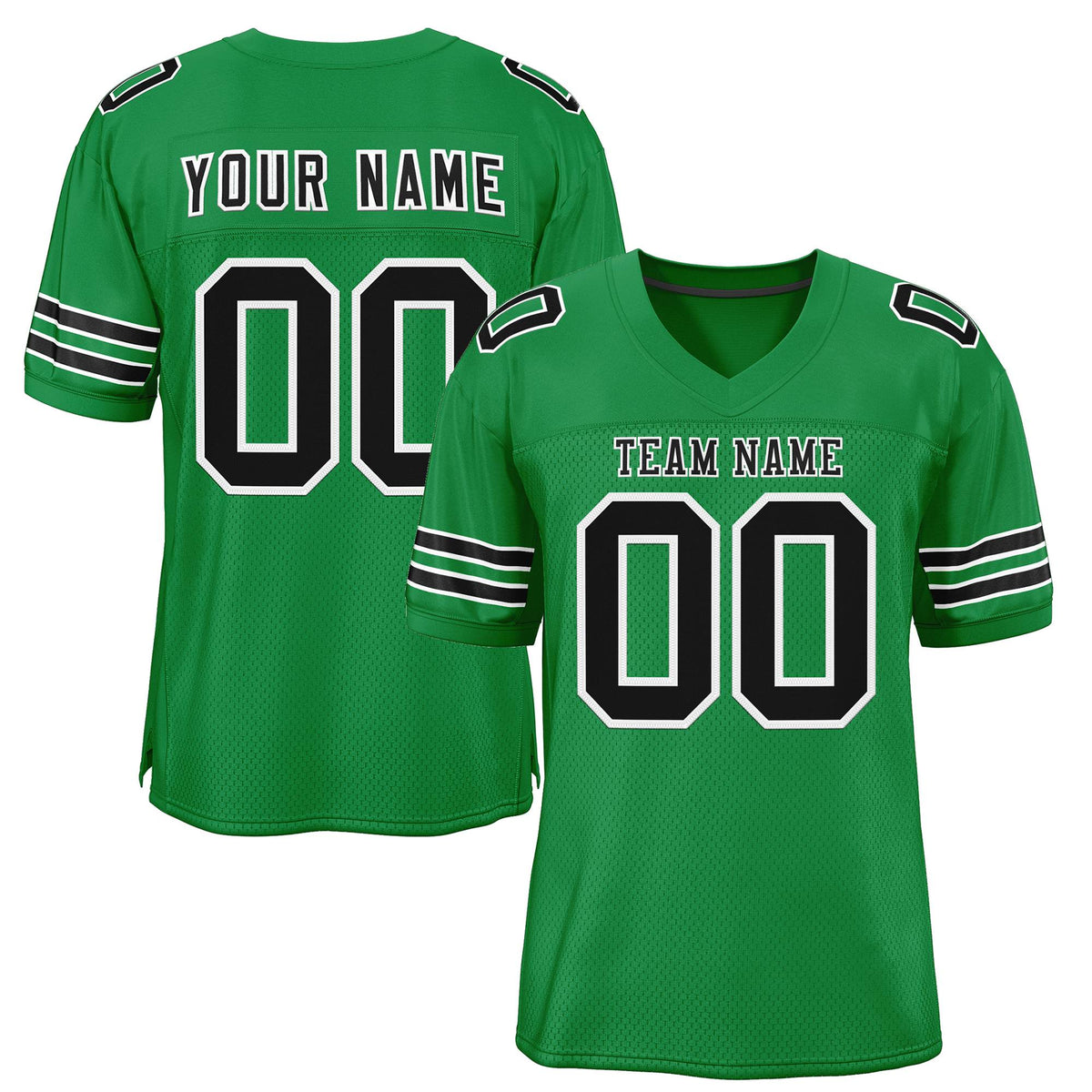 Custom Grass Green Black-White Classic Style Mesh Authentic American Football Jersey| KXKSHOP