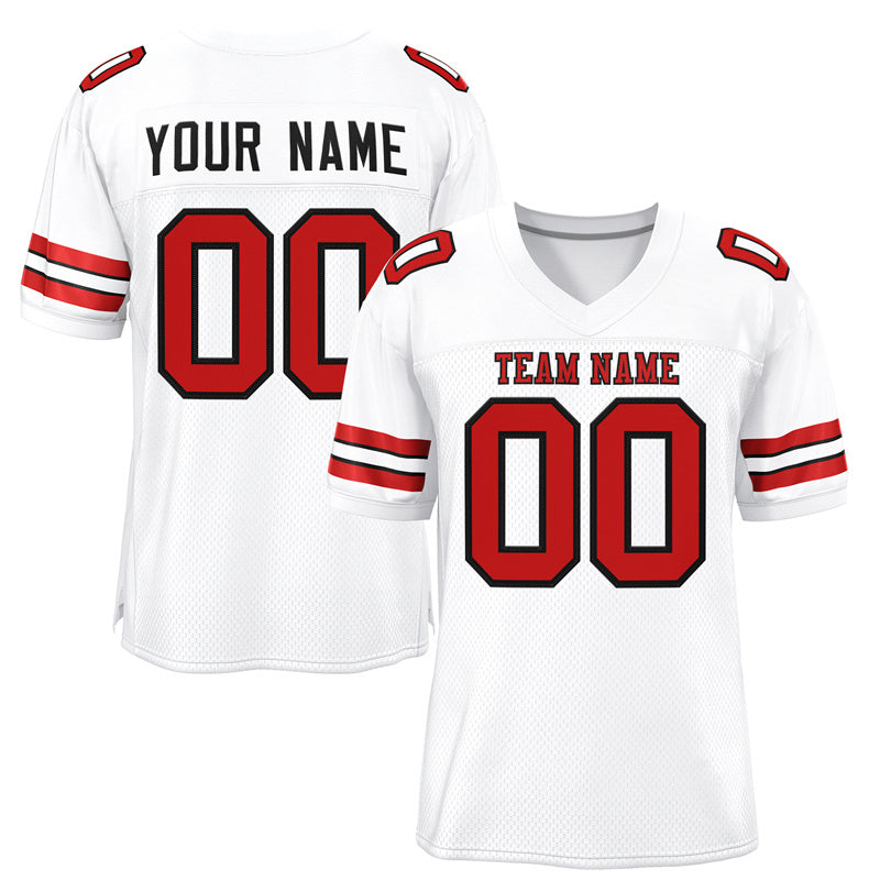 Custom White Scarlet-Black Classic Style Mesh Authentic American Football Jersey| KXKSHOP