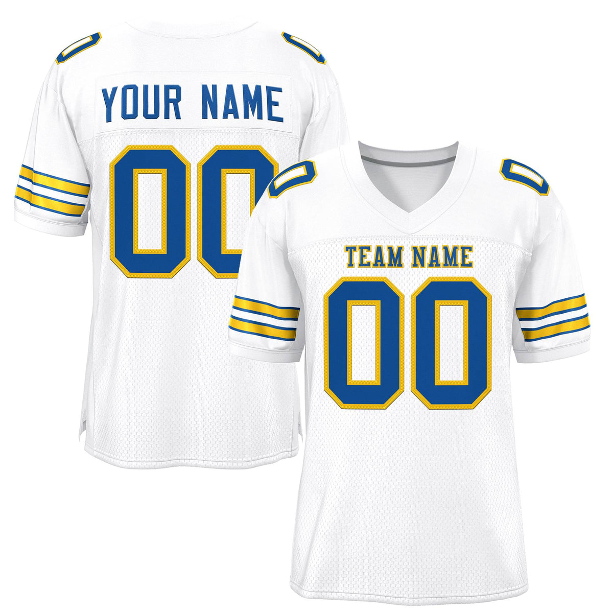 Custom White Panther Blue-Gold Classic Style Mesh Authentic American Football Jersey| KXKSHOP