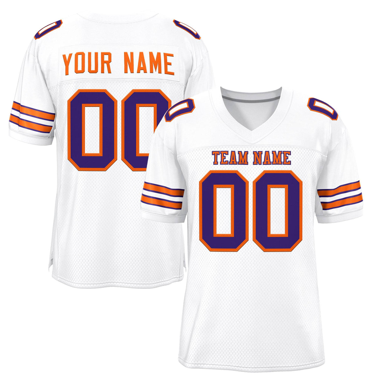 Custom White Orange-Purple Classic Style Mesh Authentic American Football Jersey| KXKSHOP